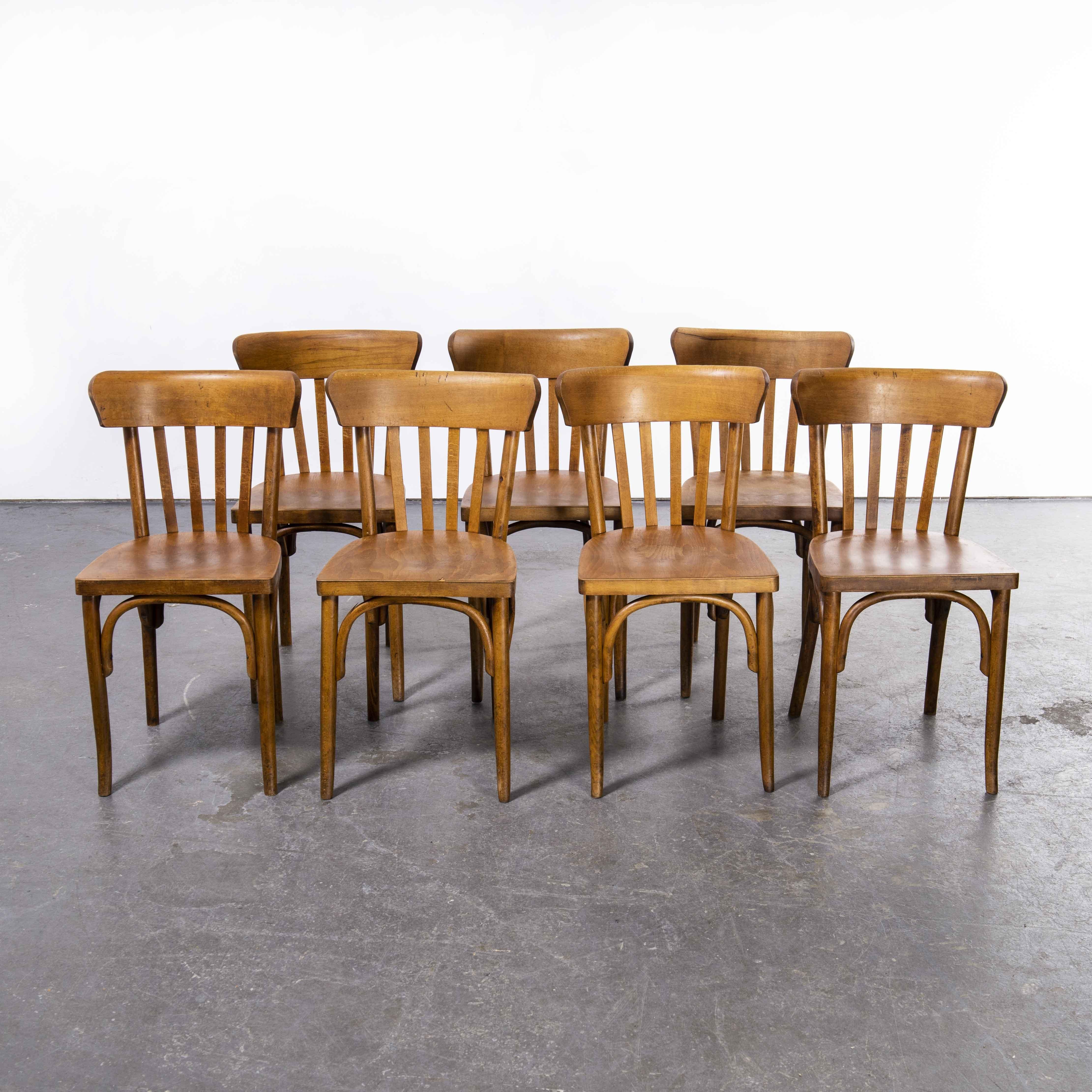 1950's Baumann Bentwood Bistro Dining Chair, Honey, Set of Seven 3