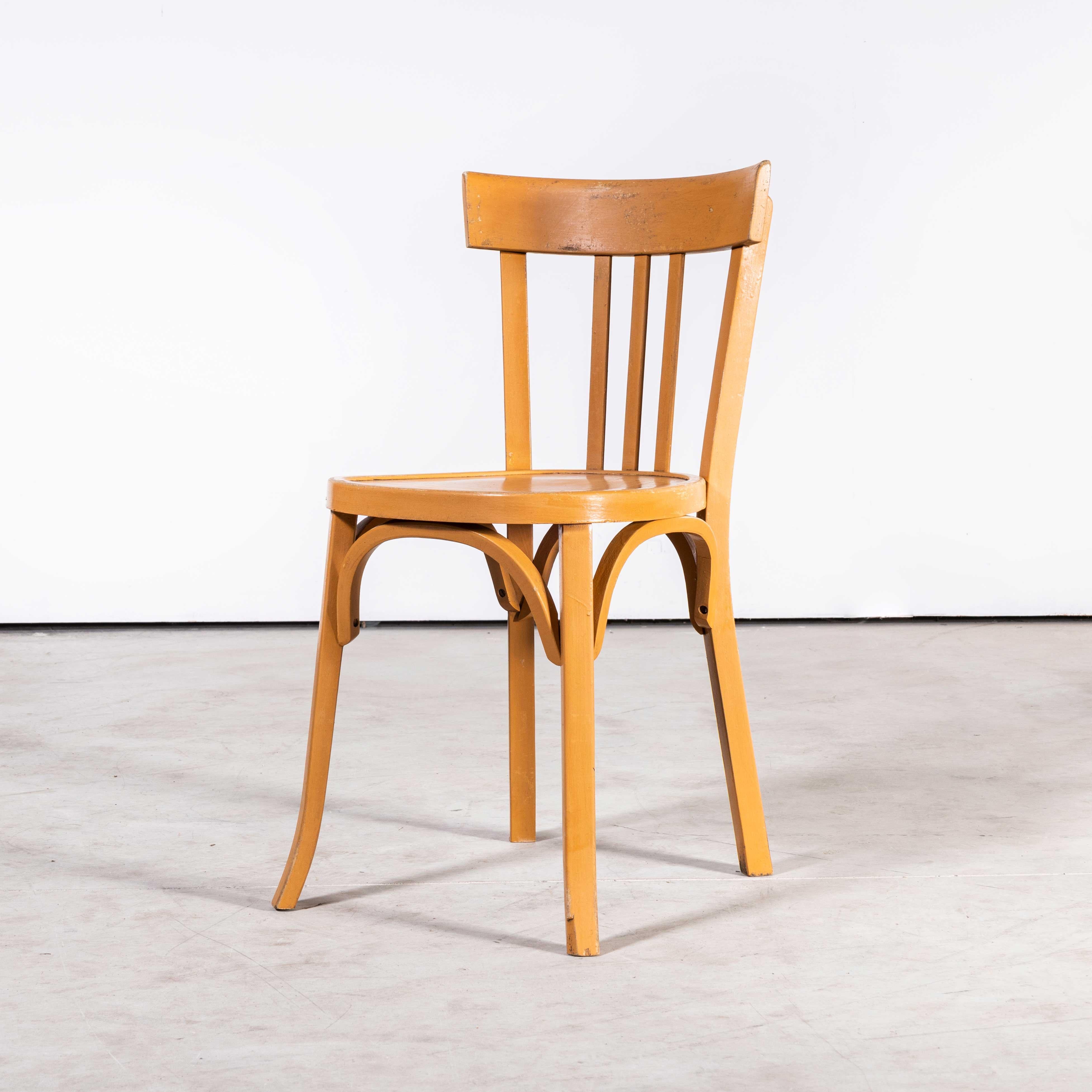 French 1950's Baumann Bentwood Bistro Dining Chair - Honey - Set of Six For Sale