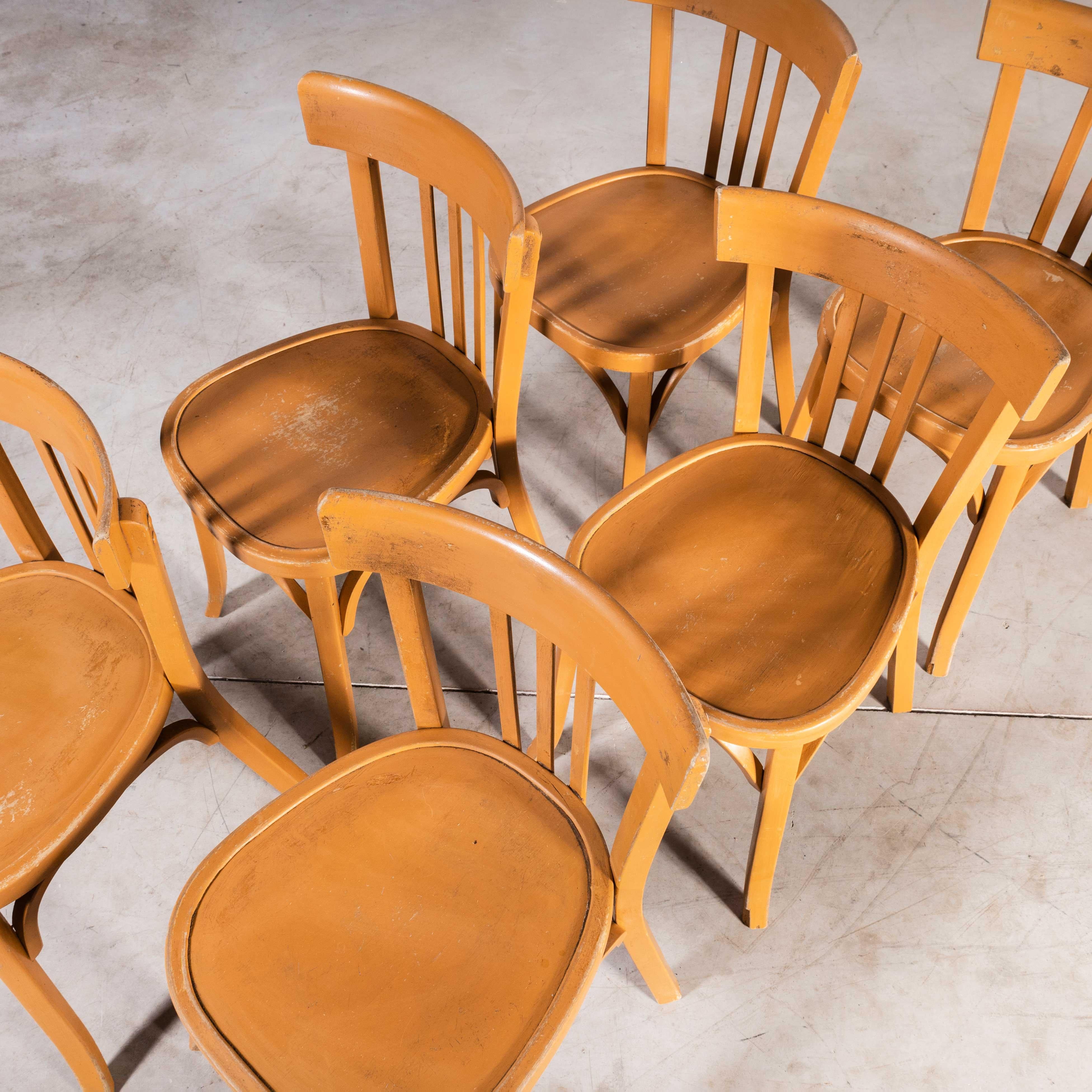Mid-20th Century 1950's Baumann Bentwood Bistro Dining Chair - Honey - Set of Six For Sale
