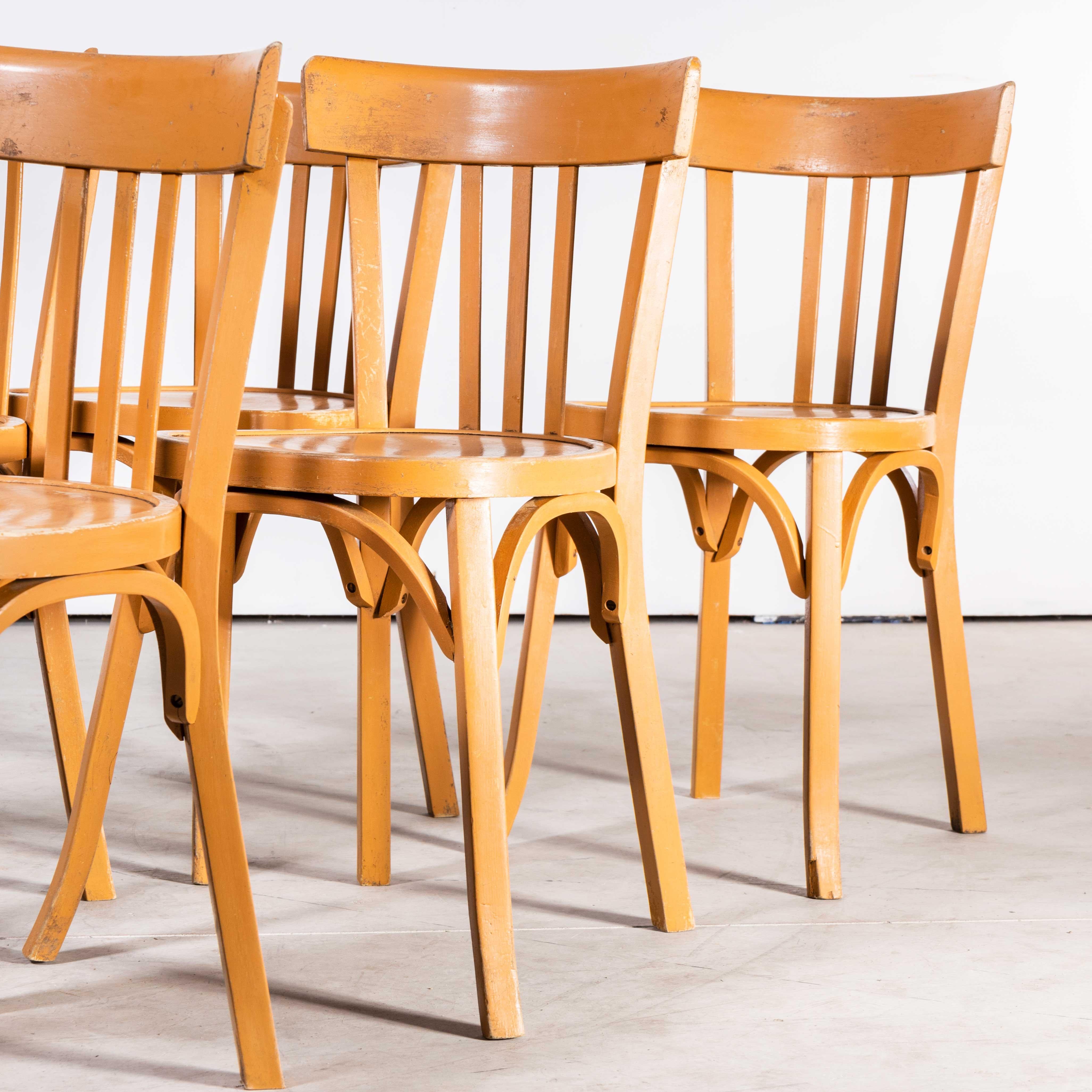 Mid-20th Century 1950's Baumann Bentwood Bistro Dining Chair - Honey - Set of Six For Sale