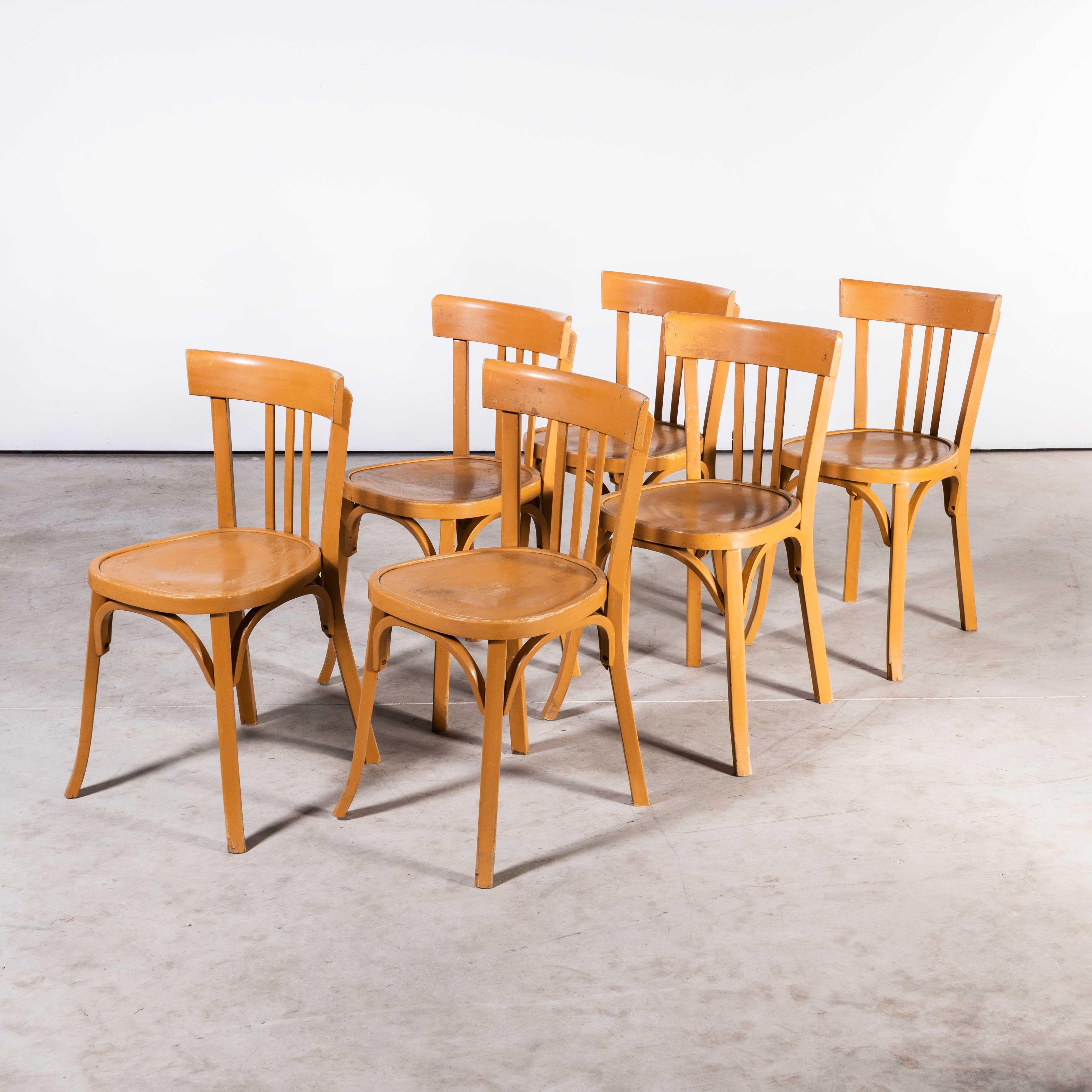 1950's Baumann Bentwood Bistro Dining Chair - Honey - Set of Six For Sale 1