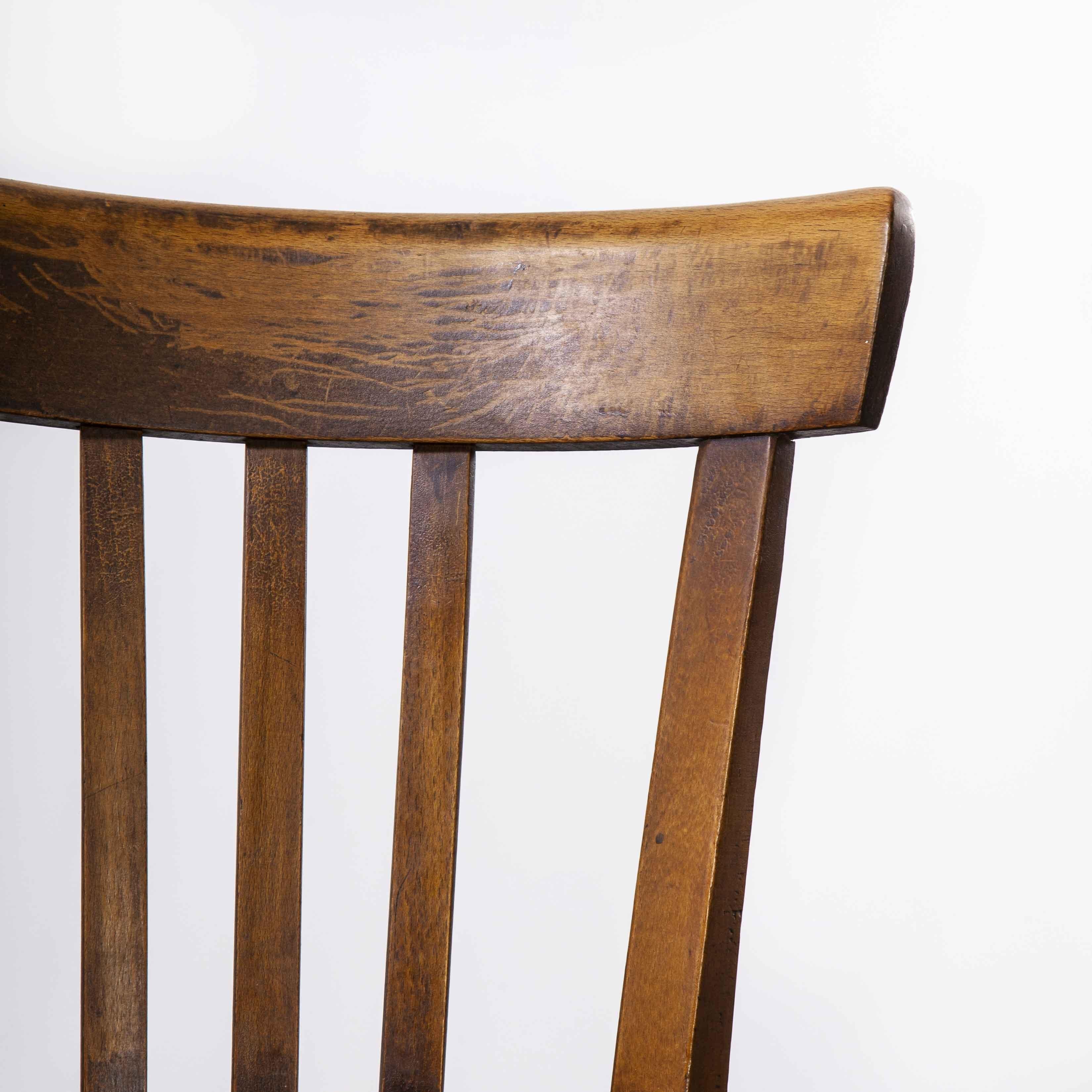 1950’s Baumann bentwood bistro dining chair – Model 3 – set of three. Classic beech bistro chair made in France by the maker Joamin Baumann. Baumann is a slightly off the radar French producer just starting to gain traction in the market. Baumann