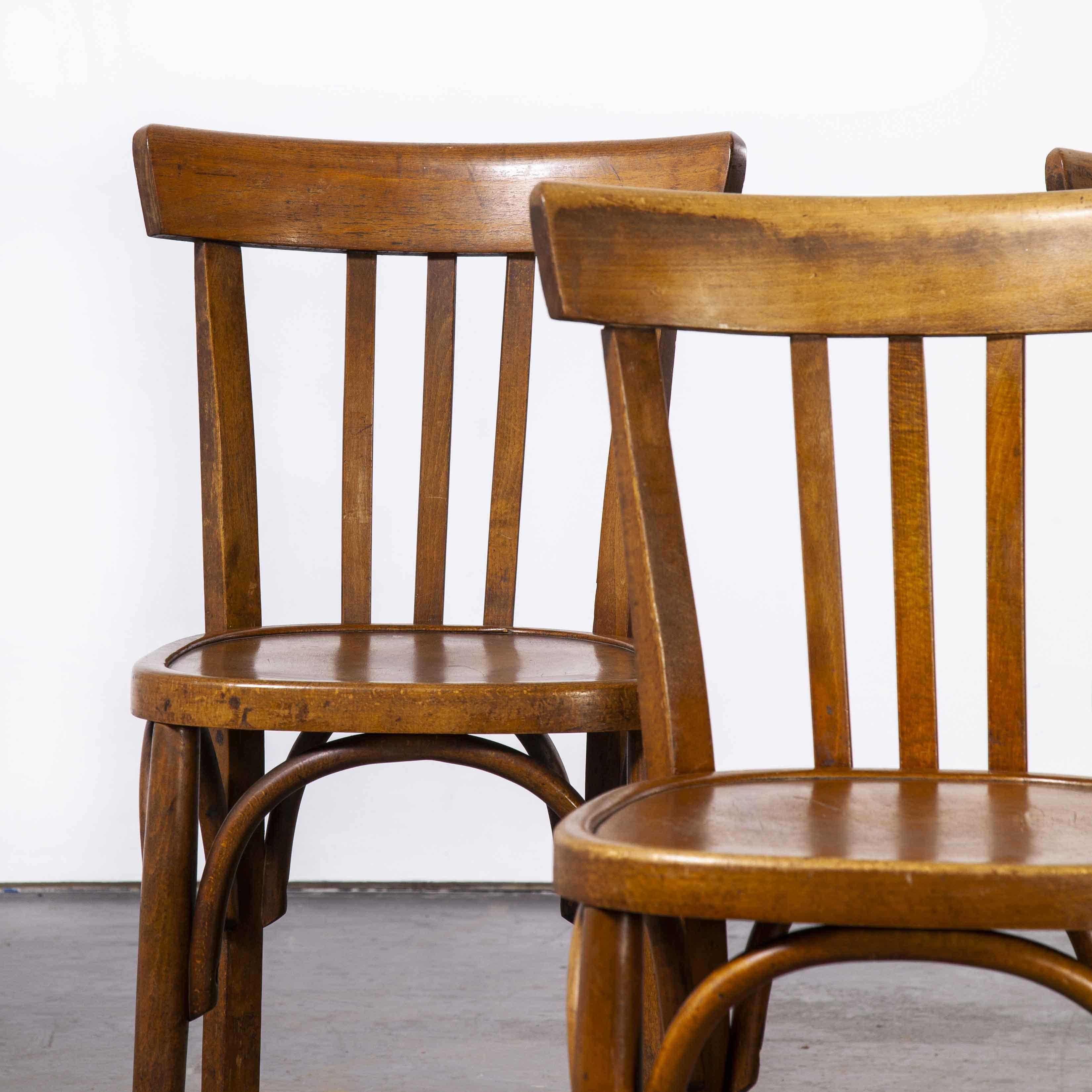 1950's Baumann Bentwood Bistro Dining Chair, Model 3, Set of Three In Good Condition In Hook, Hampshire