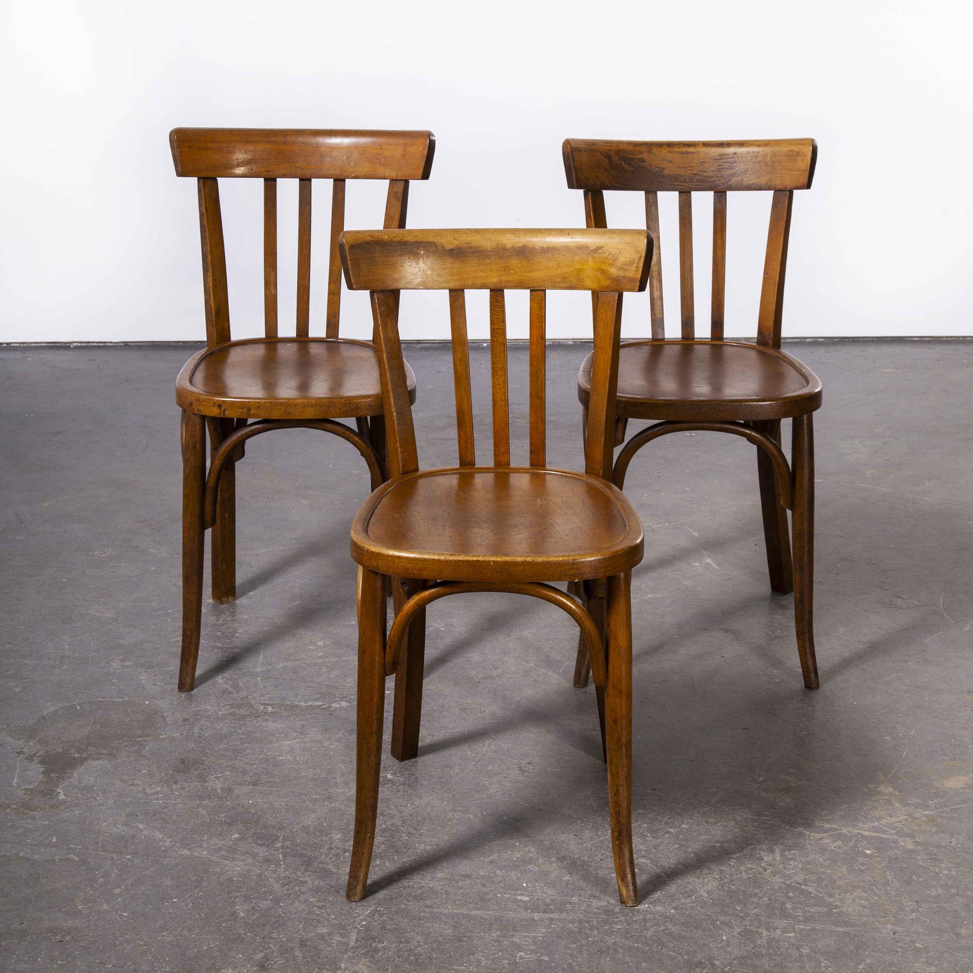 1950's Baumann Bentwood Bistro Dining Chair, Model 3, Set of Three 3