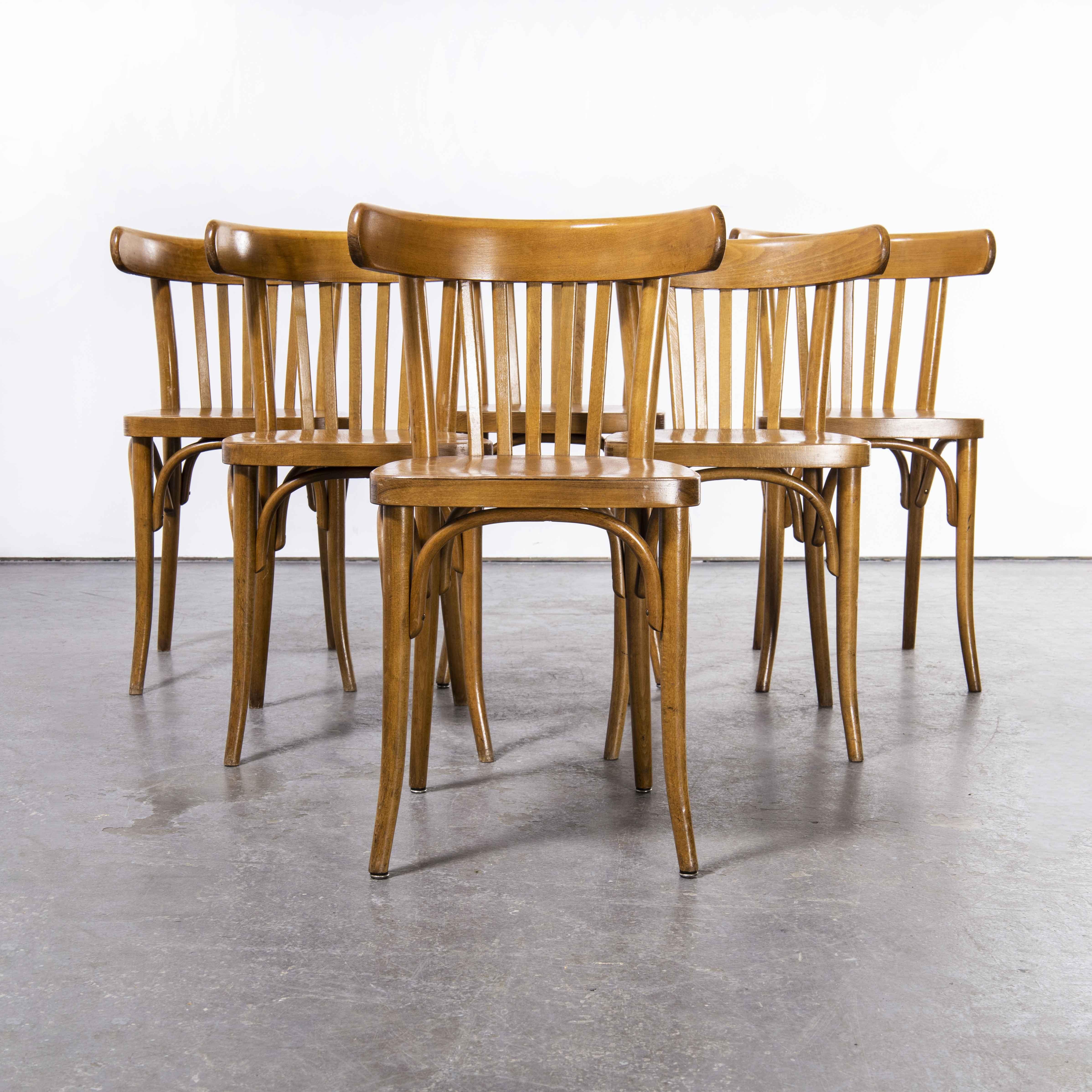 French 1950's Baumann Bentwood Bistro Dining Chair, Set of Six 'Model 1362'