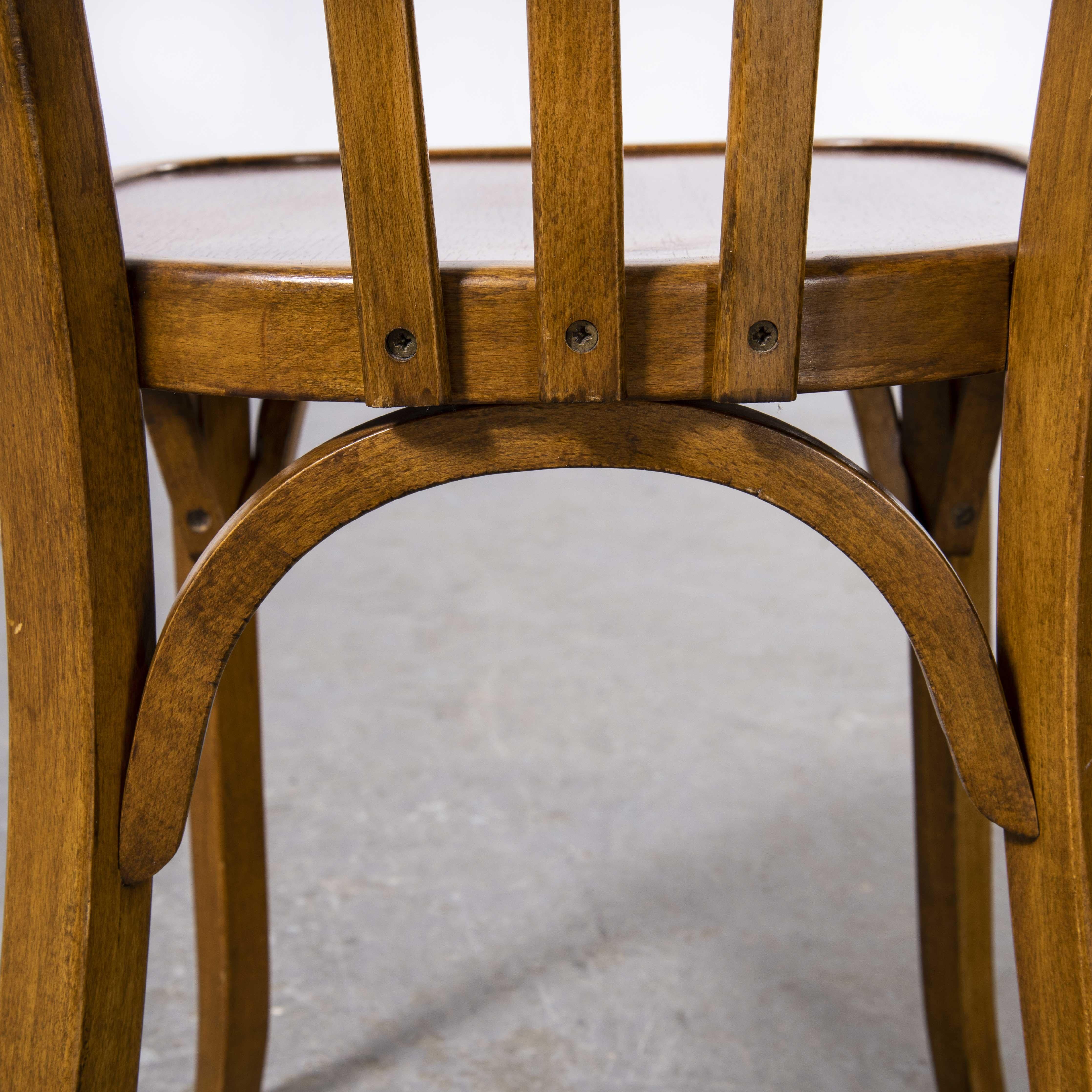 1950's Baumann Bentwood Bistro Dining Chair, Set of Six 'Model 1411' In Good Condition In Hook, Hampshire