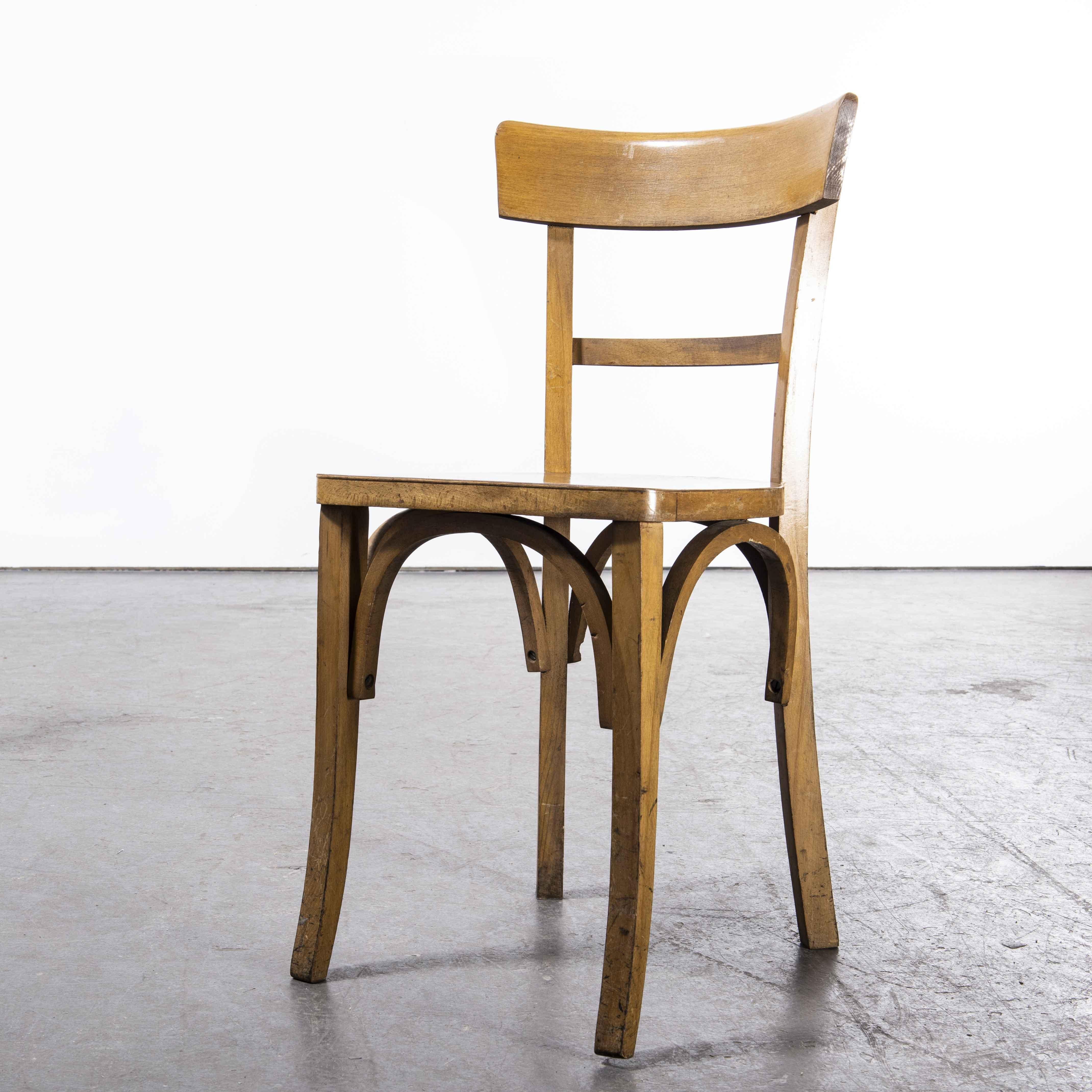 Mid-20th Century 1950's Baumann Bentwood Bistro Dining Chair, Single Bar Back, Set of Six For Sale