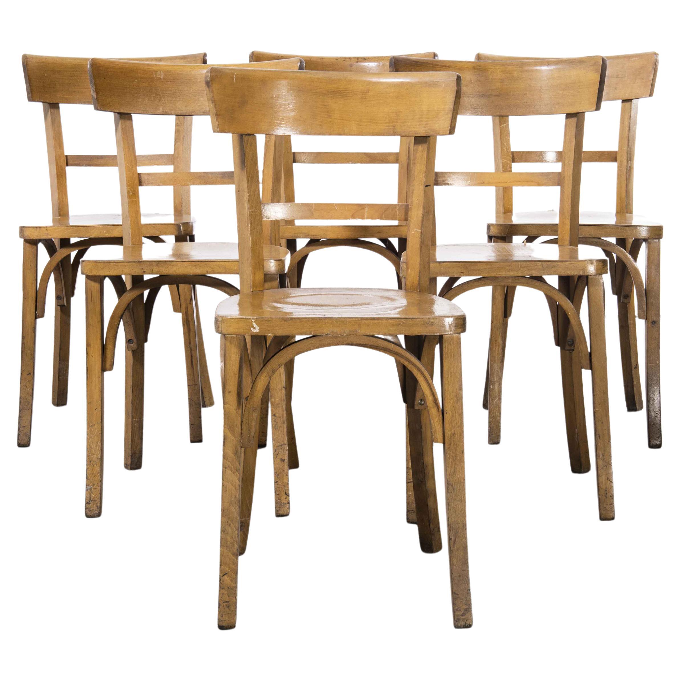1950's Baumann Bentwood Bistro Dining Chair, Single Bar Back, Set of Six For Sale