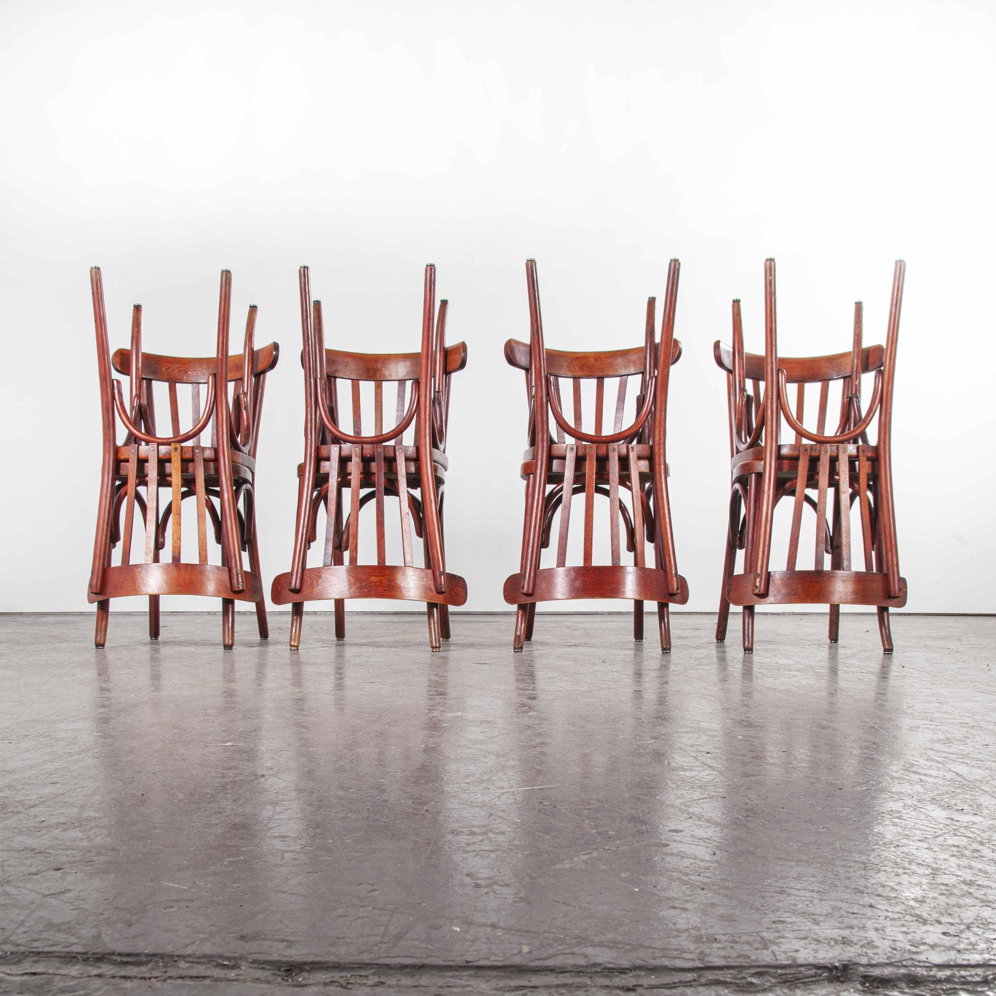 Mid-20th Century 1950s Baumann Bentwood Bistro Dining Chair, Spice, Set of Eight