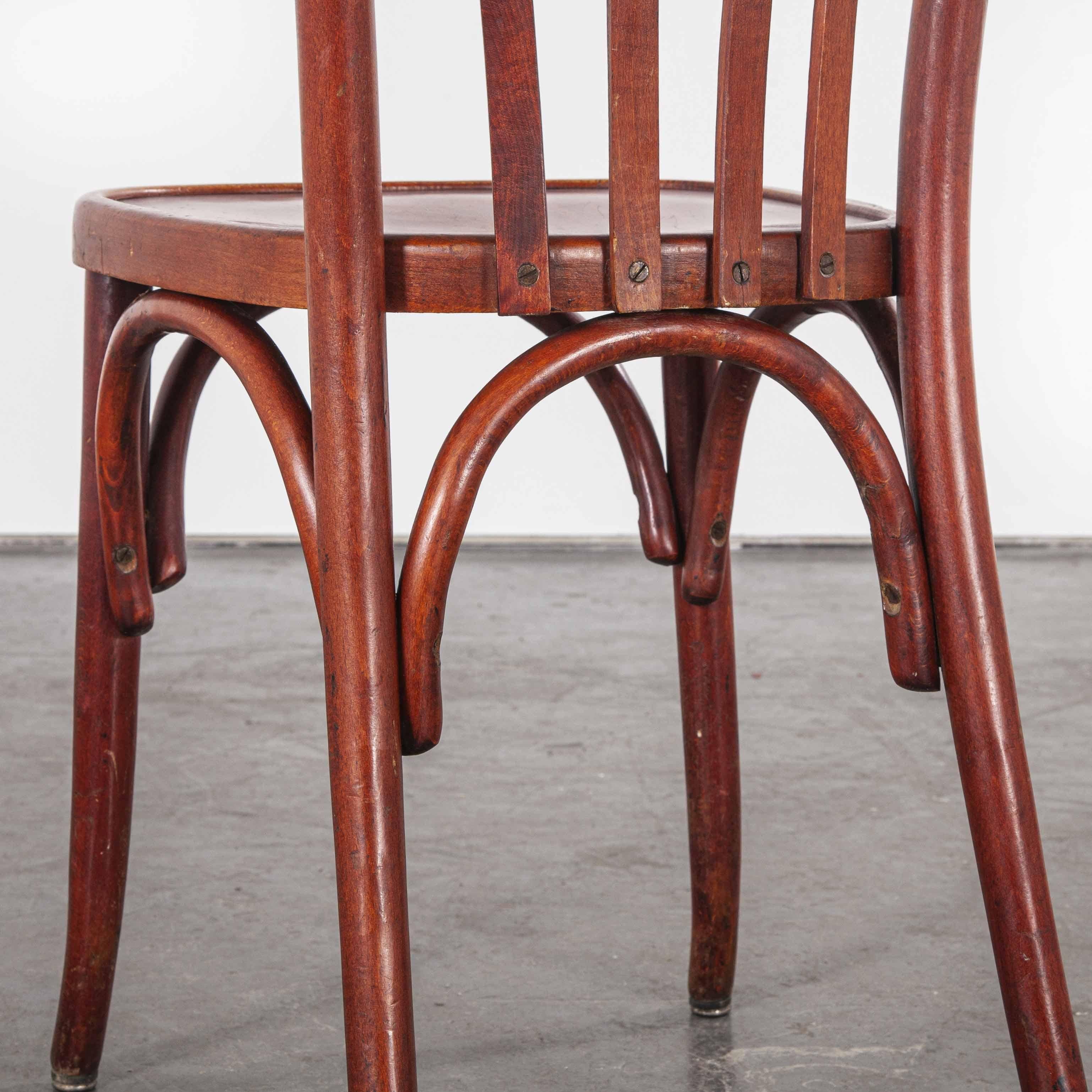 1950s Baumann Bentwood Bistro Dining Chair, Spice, Set of Eight 1