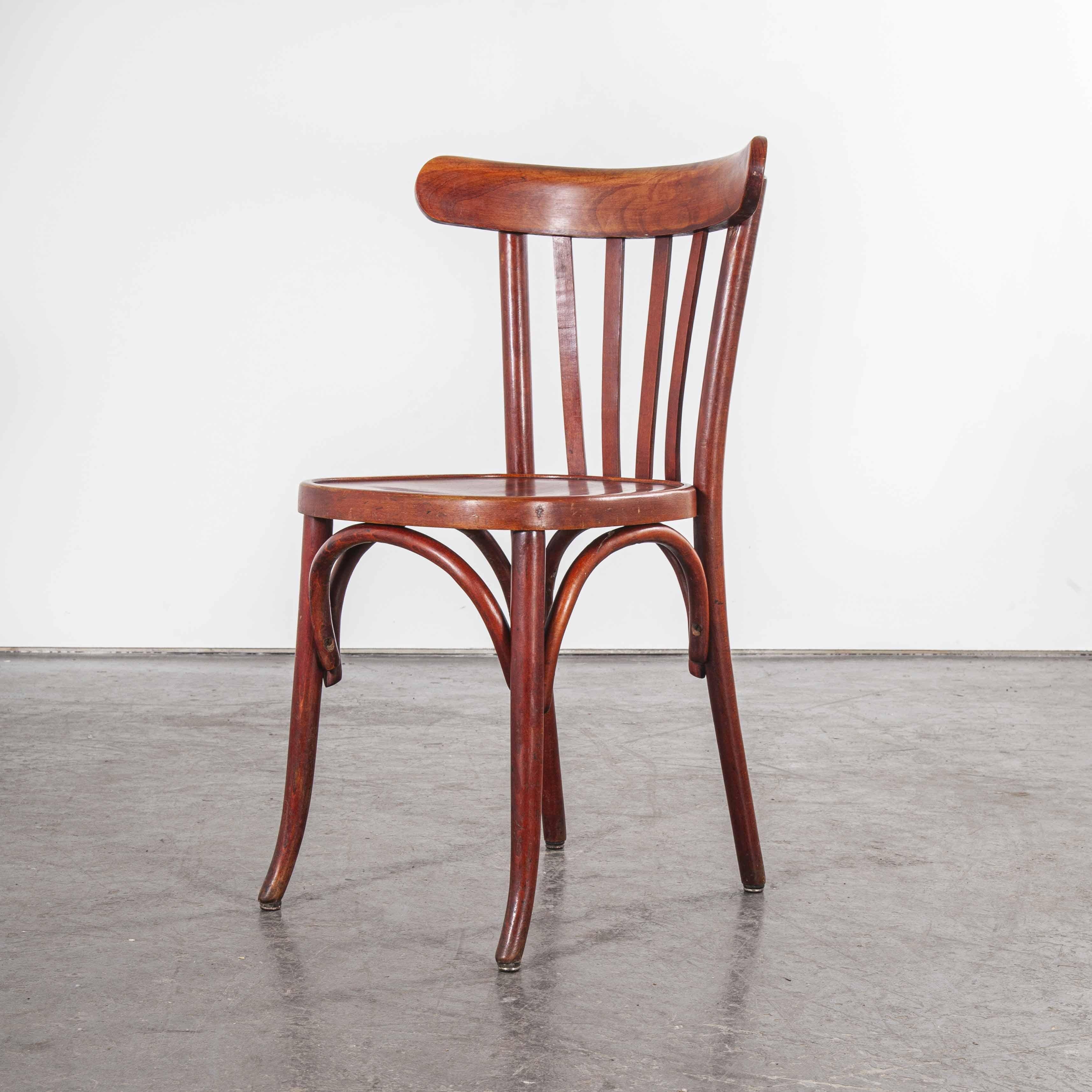 1950s Baumann Bentwood Bistro Dining Chair, Spice, Set of Eight 3