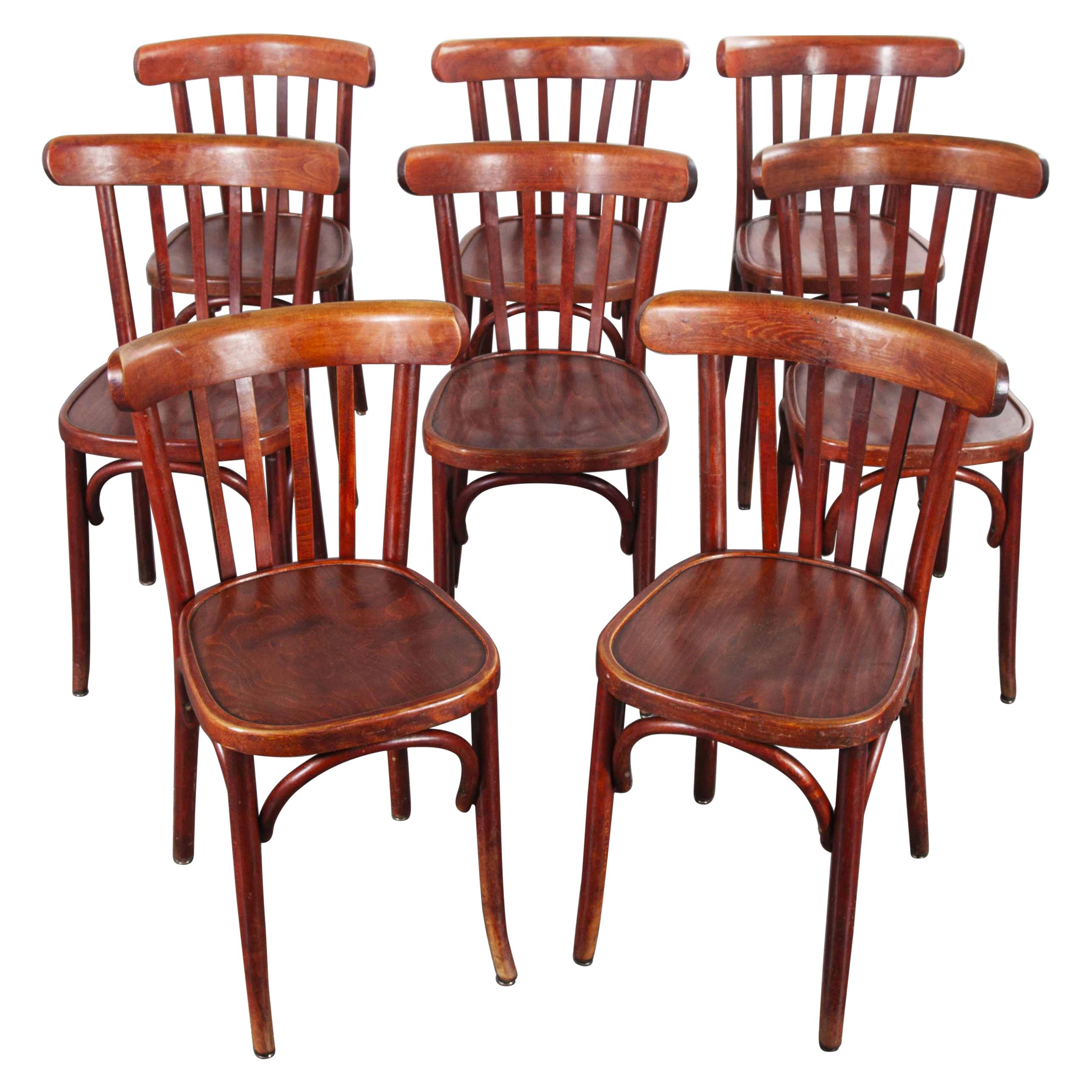 1950s Baumann Bentwood Bistro Dining Chair, Spice, Set of Eight