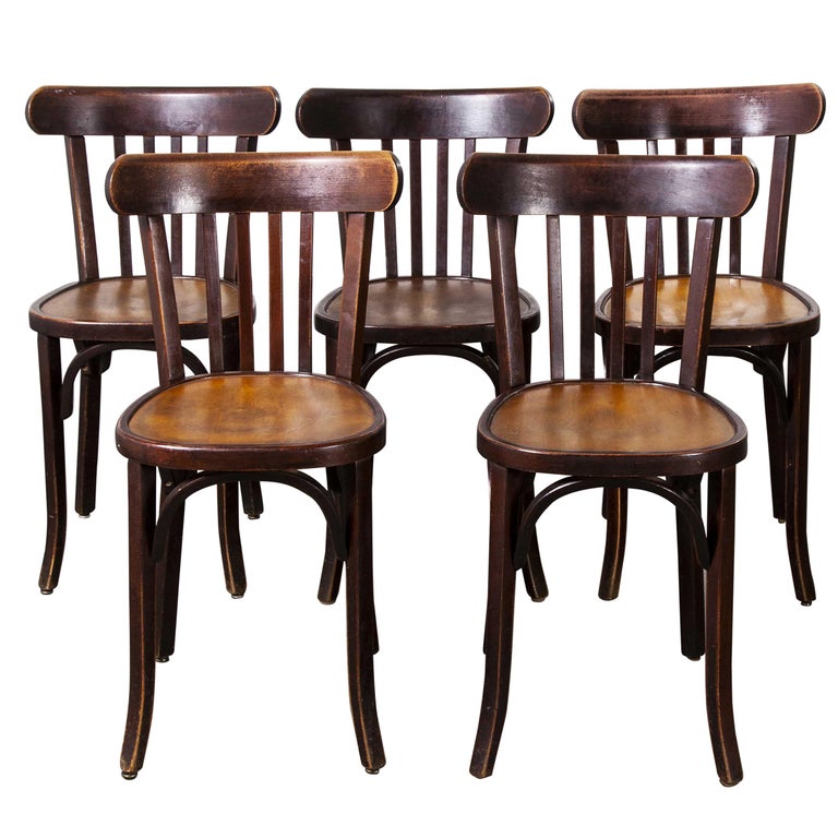 1950s Baumann Bentwood Bistro Dining Chair, Tonal, Set of Five at 1stDibs