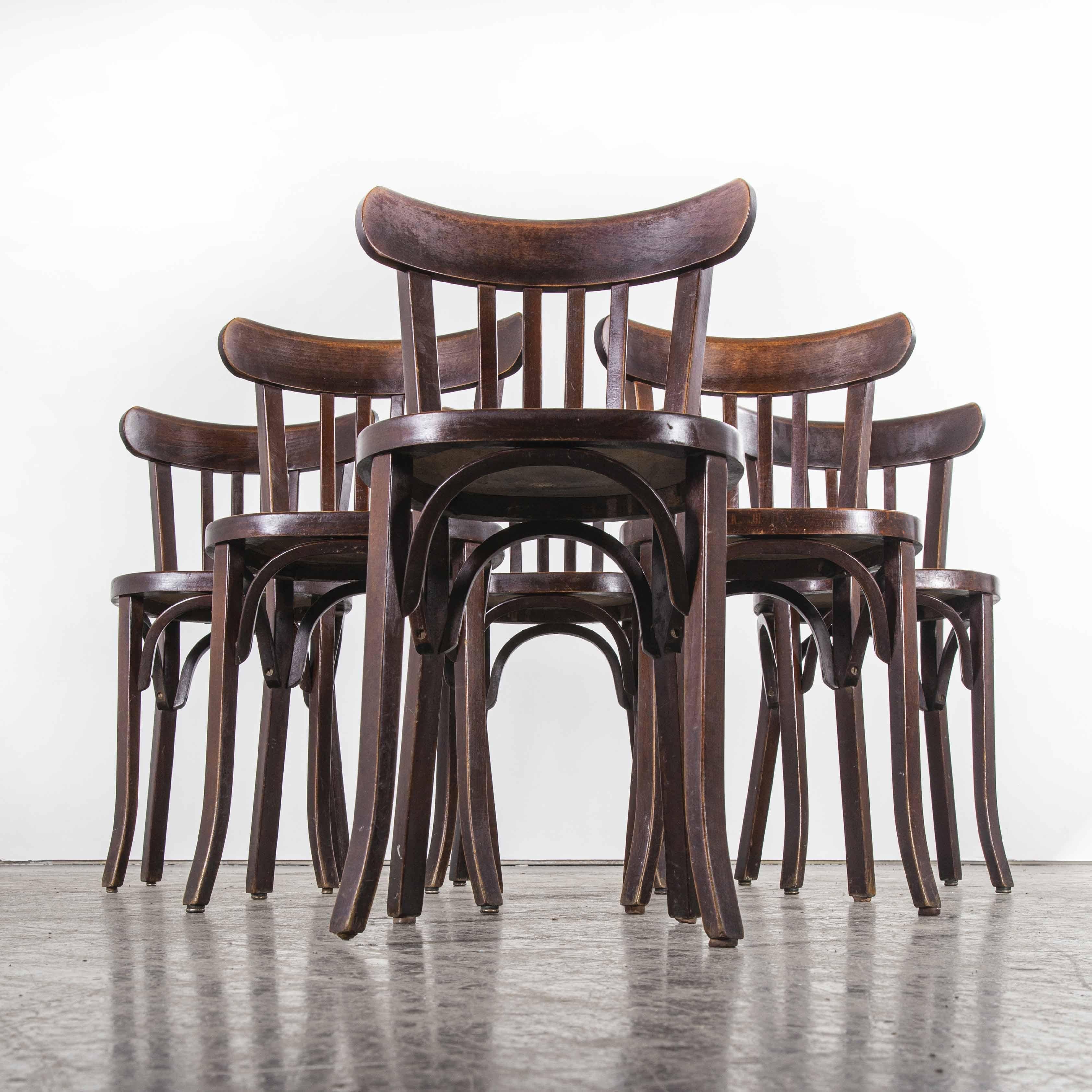 Mid-20th Century 1950s Baumann Bentwood Bistro Dining Chair, Tonal, Set of Six