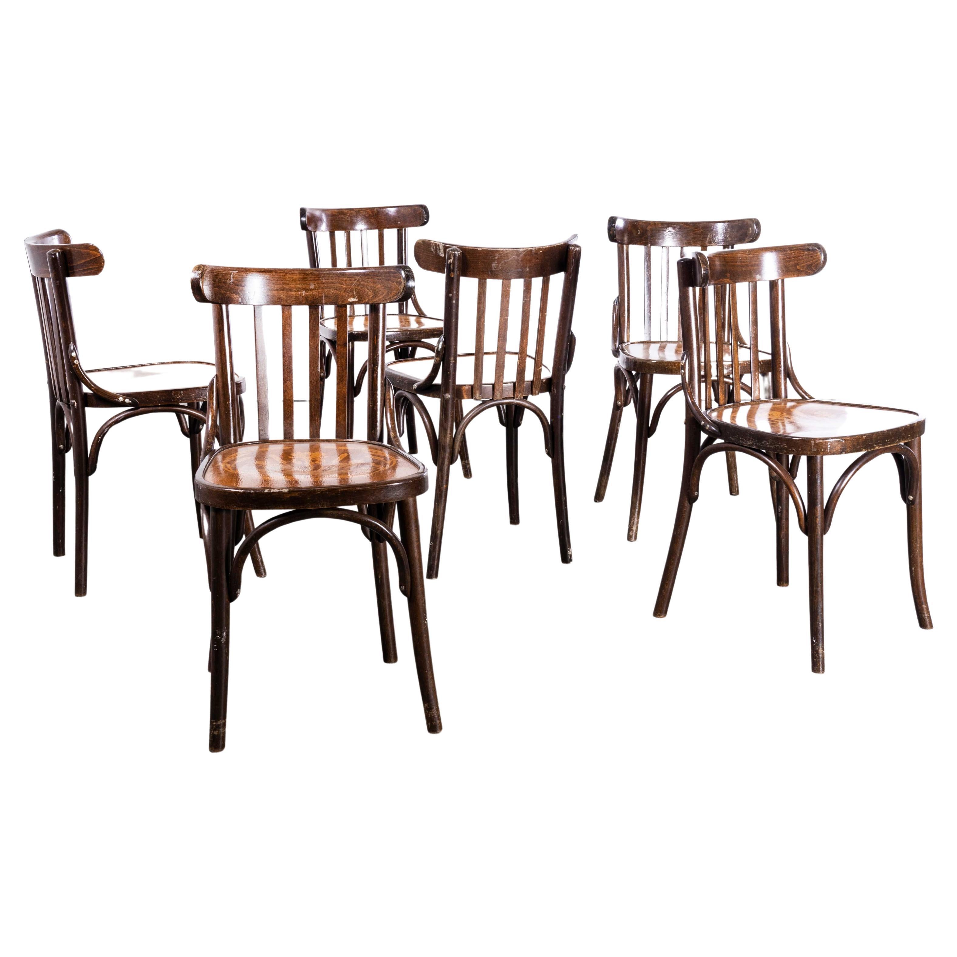 1950s Baumann Bentwood Bistro Dining Chair, Tonal, Set of Six For Sale