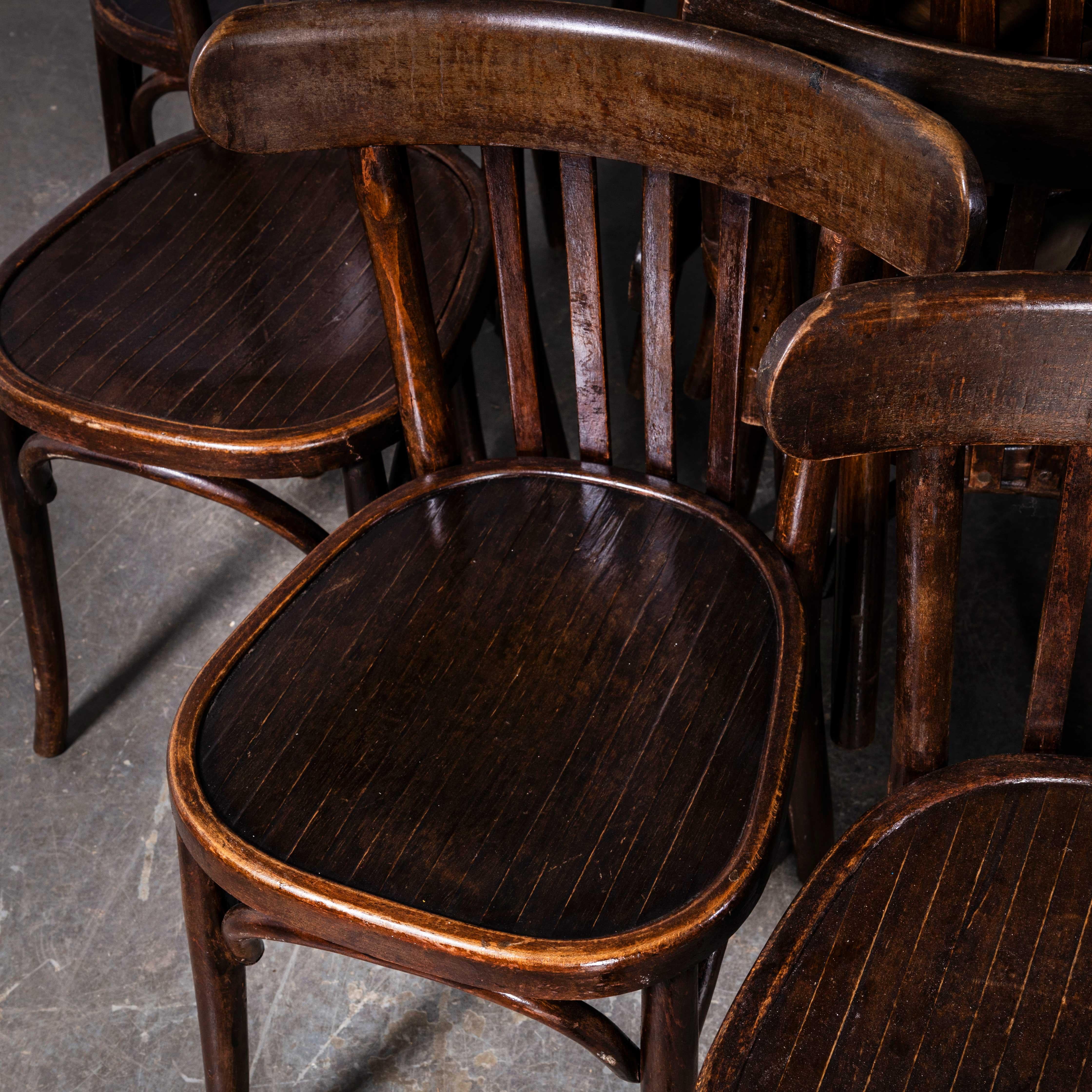 French 1950's Baumann Bentwood Classic Dark Walnut Bistro Dining Chair - Good Quantitie