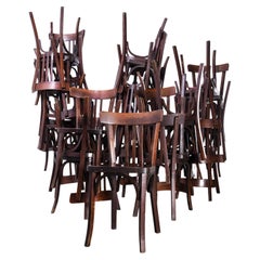 Chaise de salle à manger Baumann en bois cintré des années 1950 - pointe foncée - Plusieurs quantités disponibles
