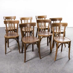 Chaise de salle à manger Bistro Baumann en bois cintré et noyer clair des années 1950 -  Lot de huit