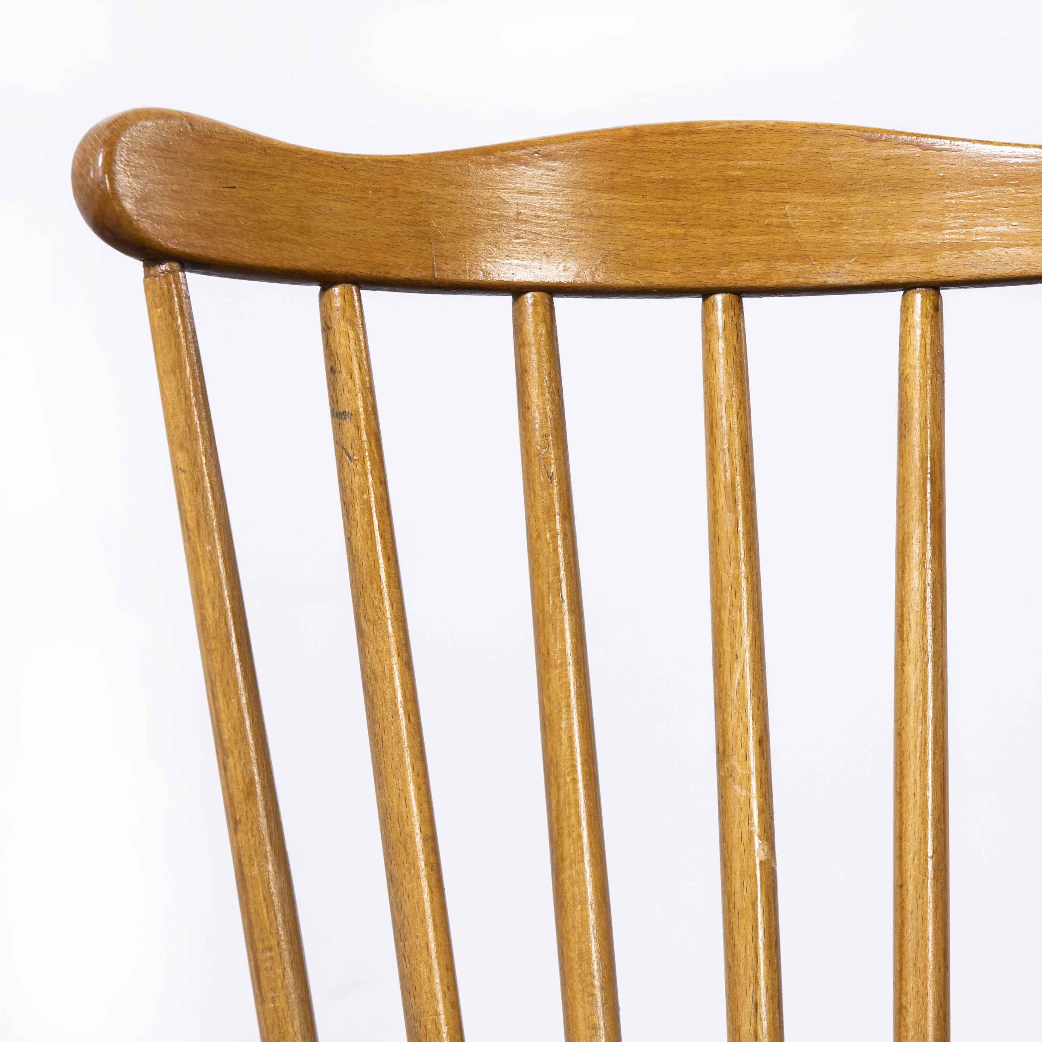 1950's Baumann Bentwood Spindleback Upholstered Dining Chair, Set of Eight Brown In Good Condition In Hook, Hampshire