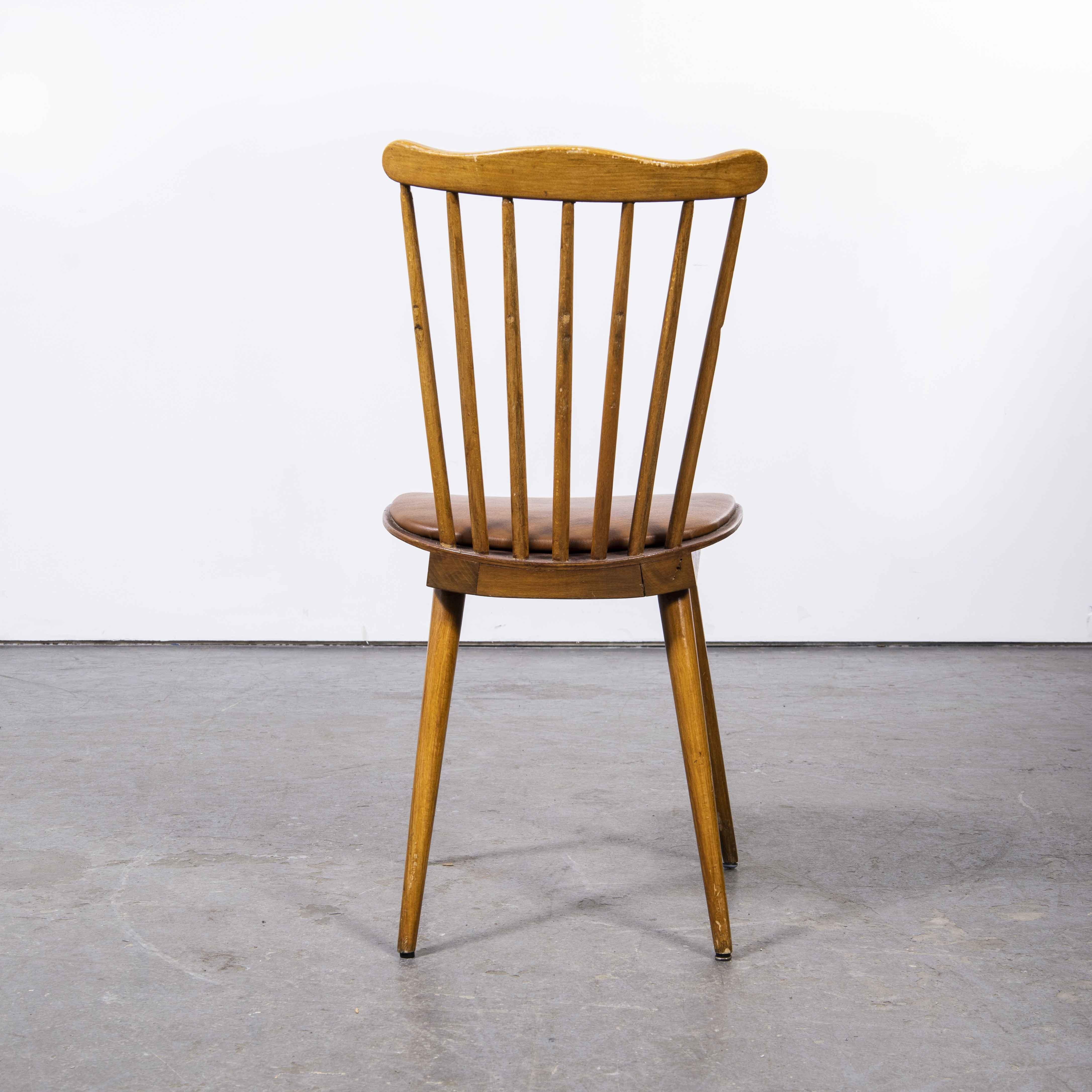 Mid-20th Century 1950's Baumann Bentwood Spindleback Upholstered Dining Chair, Set of Eight Brown