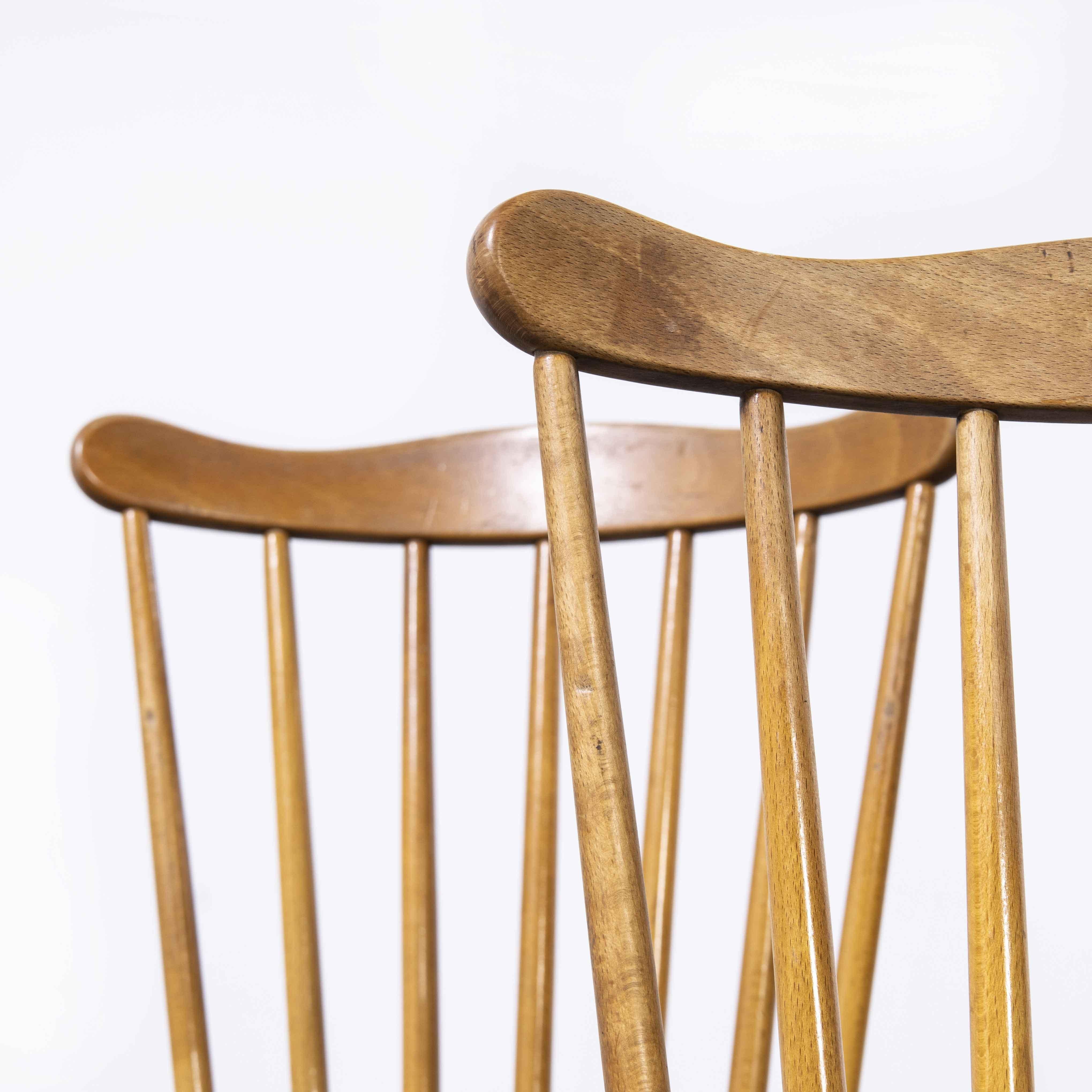 1950's Baumann Bentwood Spindleback Upholstered Dining Chair, Set of Four Black 1