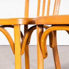Chaise de salle à manger bistro à trois dossiers Baumann Bentwood des années 1950 - Honey - Paire