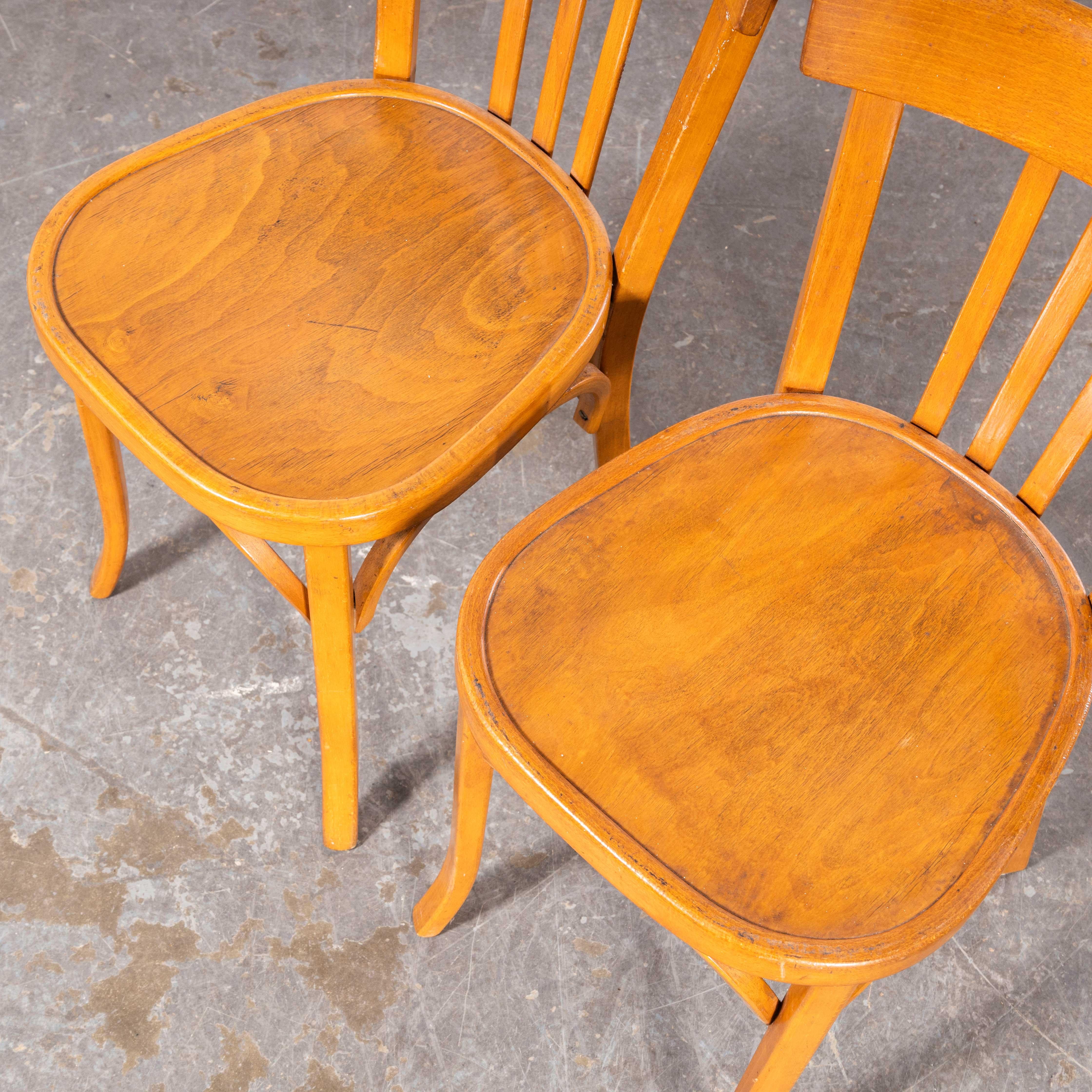 1950's Baumann Bentwood Tri Back Bistro Dining chair - Honey - Pair For Sale 1
