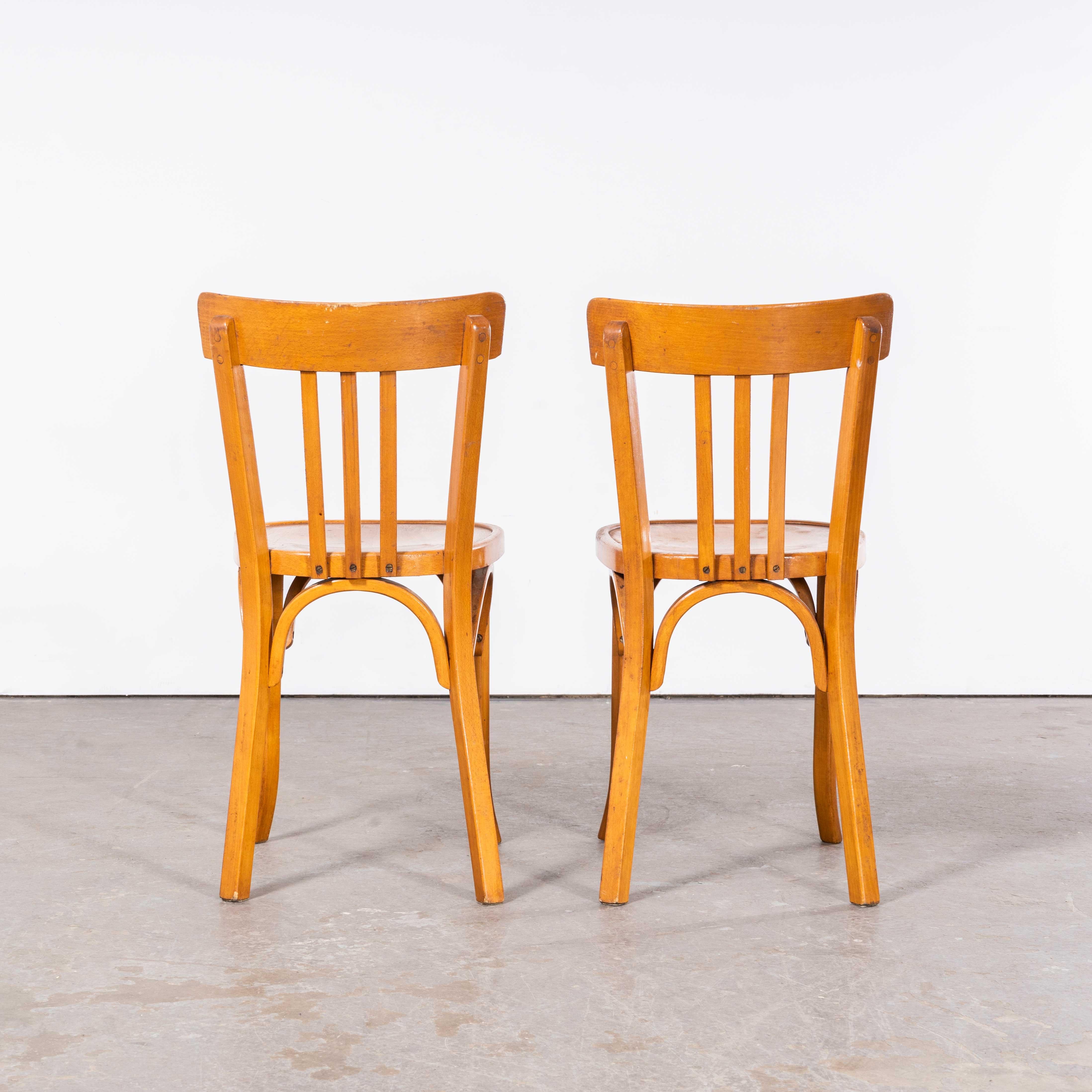 1950's Baumann Bentwood Tri Back Bistro Dining chair - Honey - Pair For Sale 2