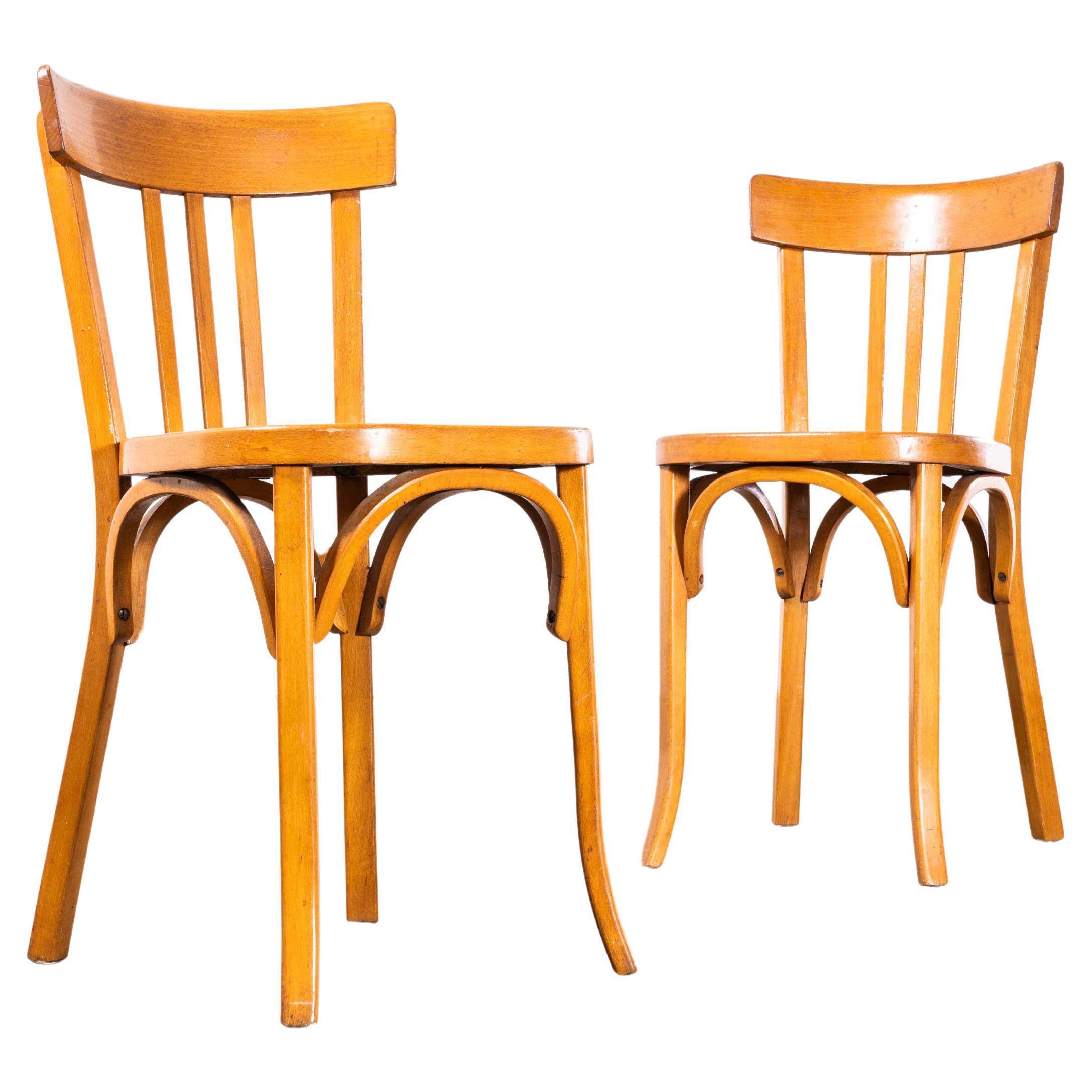 1950's Baumann Bentwood Tri Back Bistro Dining chair - Honey - Pair
