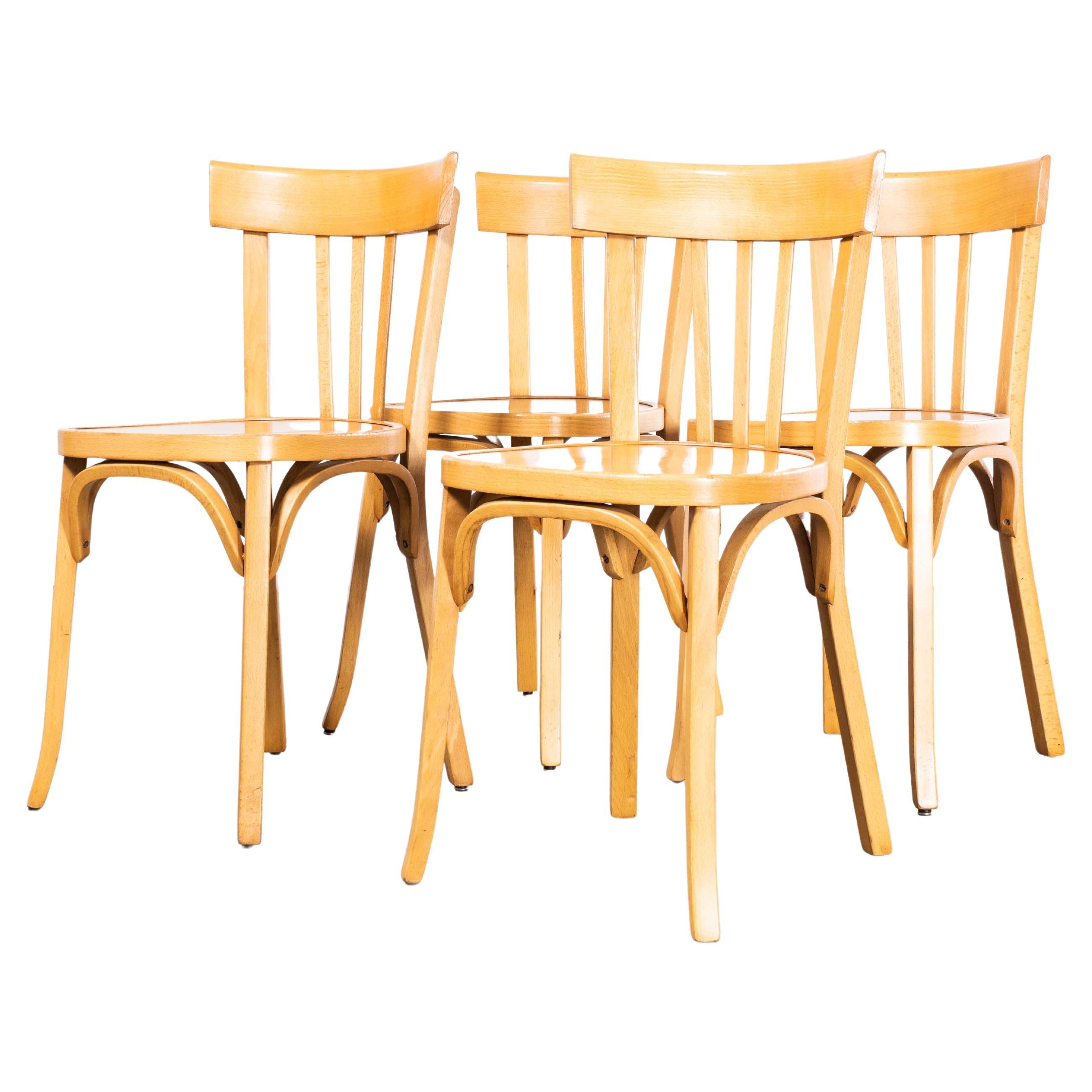 1950's Baumann Bentwood Tri Back Dining Chair - gebleicht  - Vierer-Set