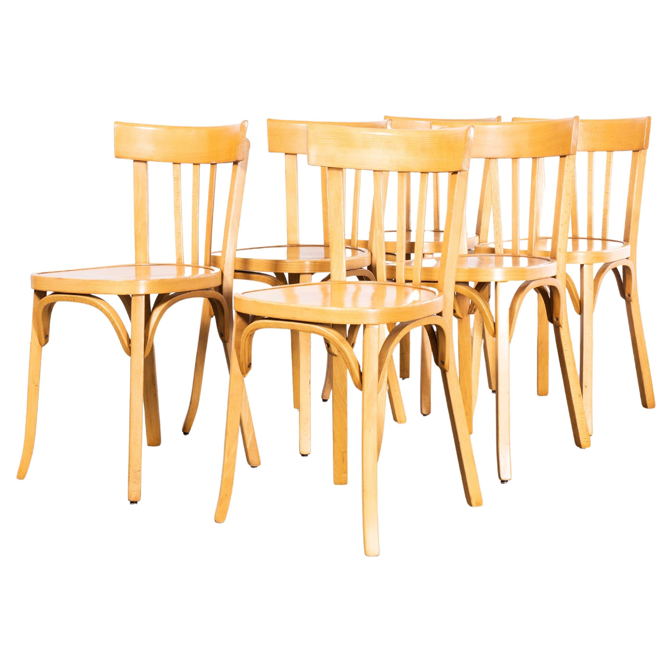 1950's Baumann Bentwood Tri Back Dining Chair - Bleached  - Set Of Six For Sale