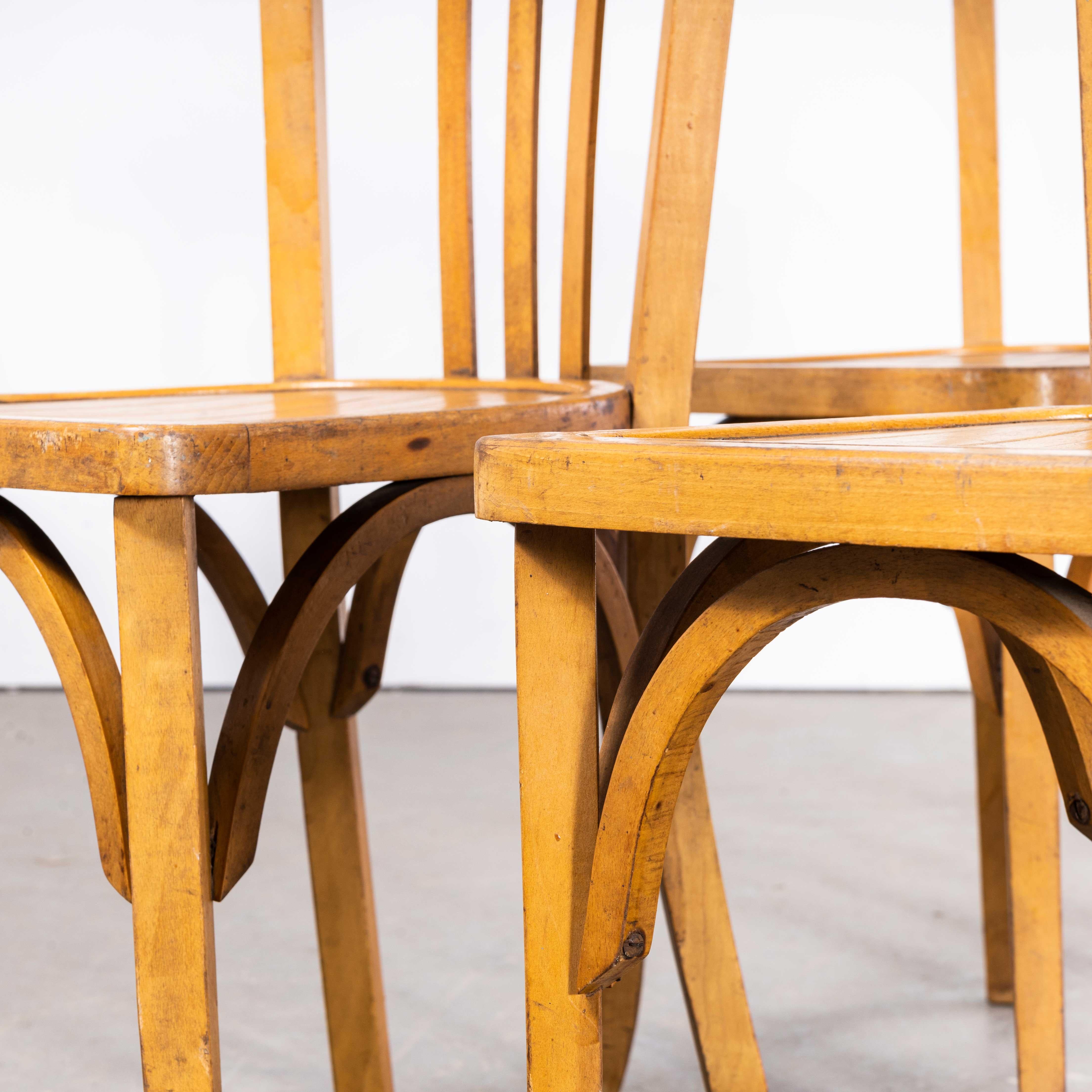 1950's Baumann Bentwood Tri Back Dining Chair - Honey - Set Of Four For Sale 1