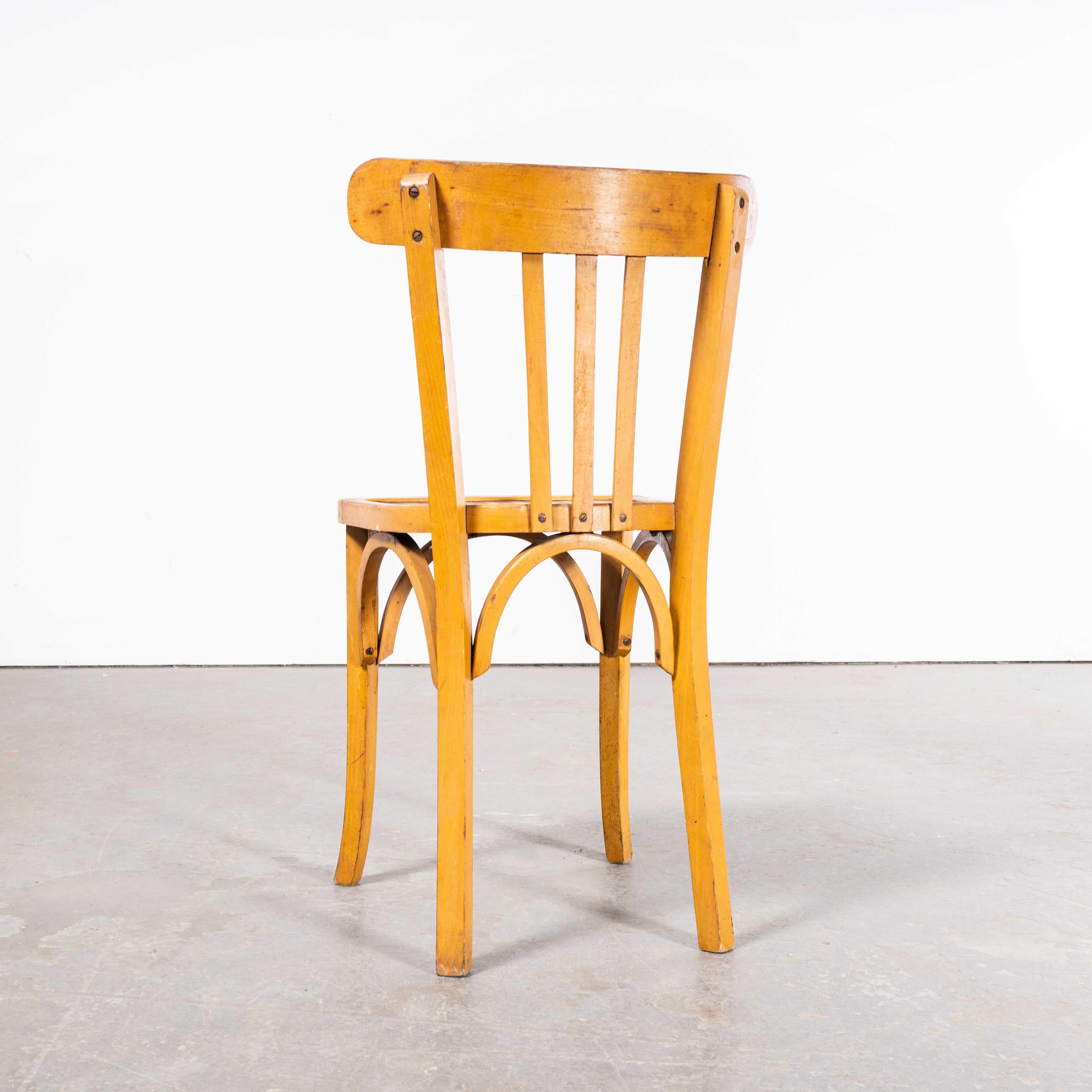 1950's Baumann Bentwood Tri Back Dining Chair - Honey - Set Of Four For Sale 3