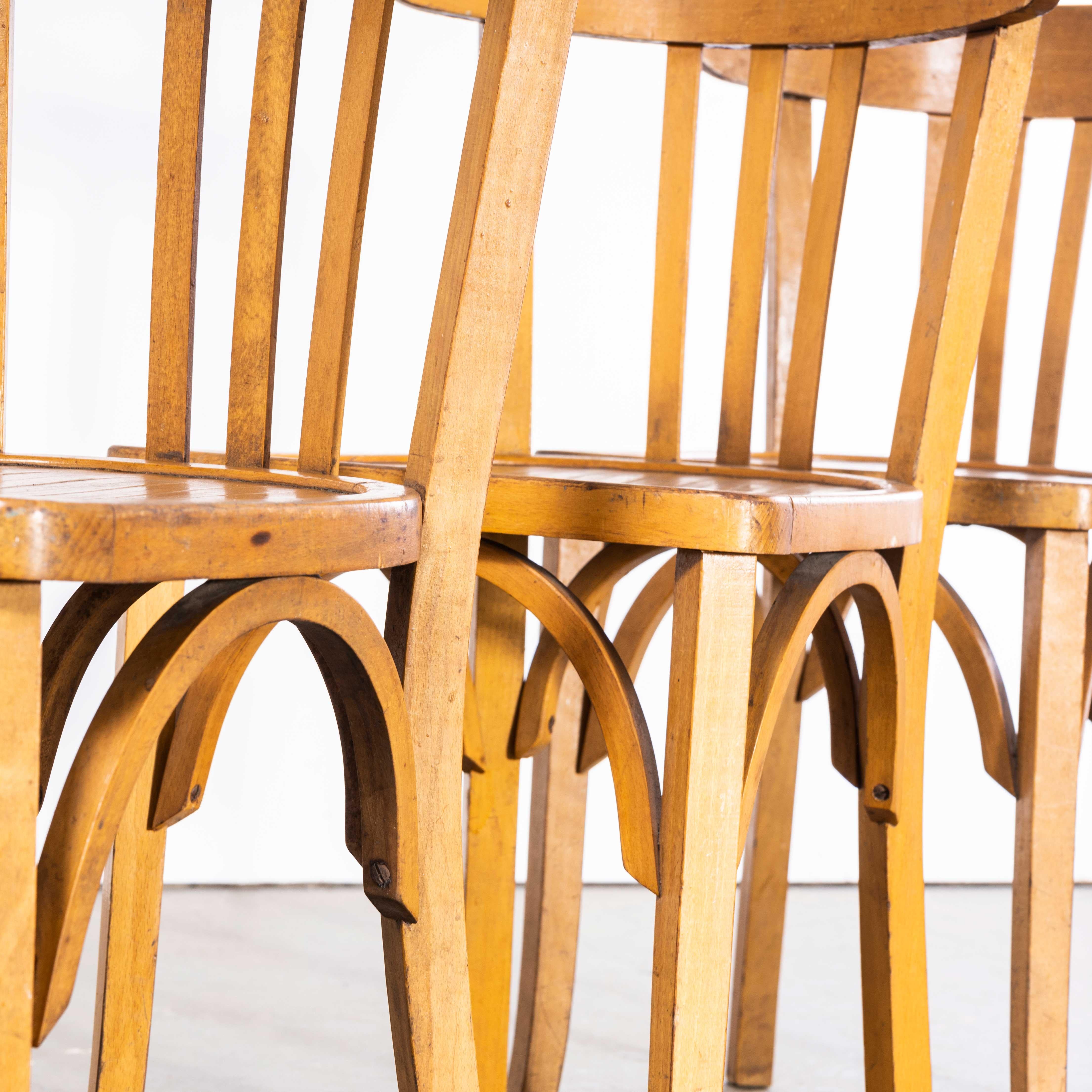 1950's Baumann Bentwood Tri Back Dining Chair - Honey - Set Of Four For Sale 4
