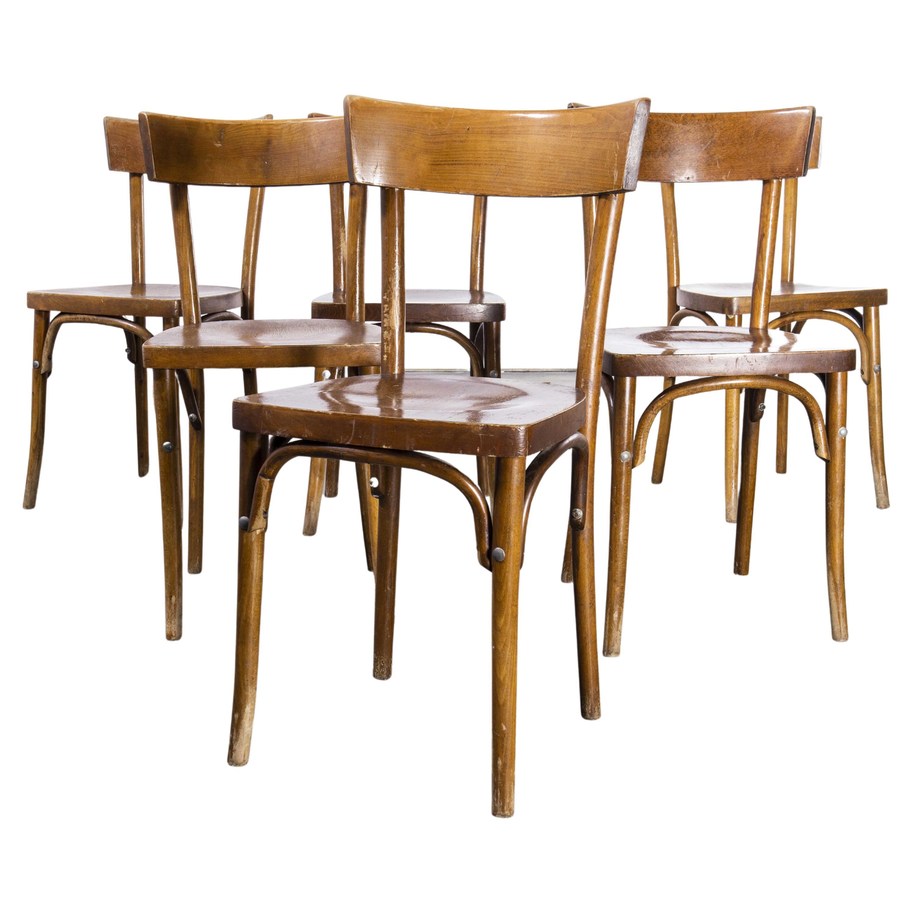 1950's Baumann Bentwood Walnut Bistro Dining Chair, Set of Six, 'Model