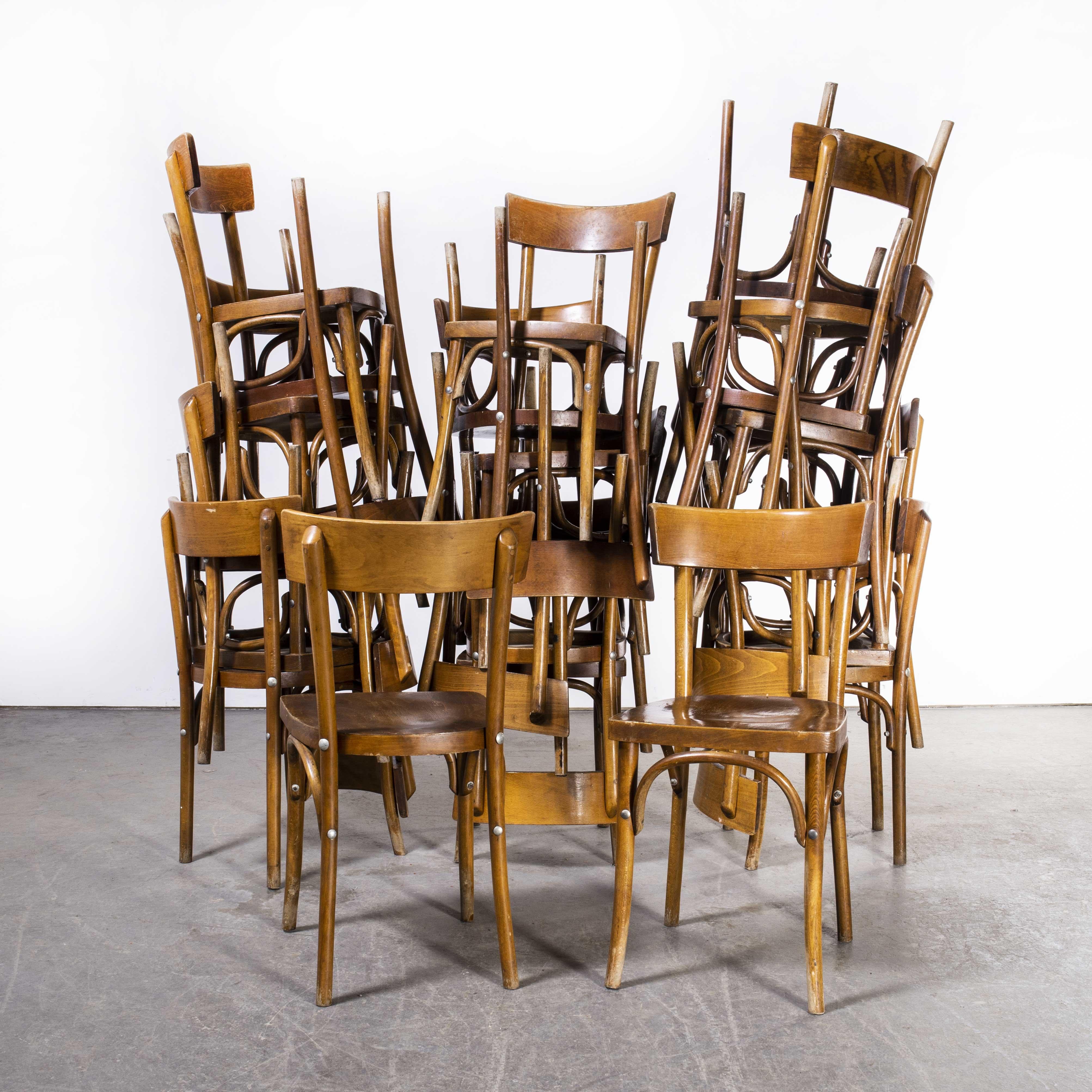 French 1950's Baumann Bentwood Walnut Bistro Dining Chair, Various Quantities Availab