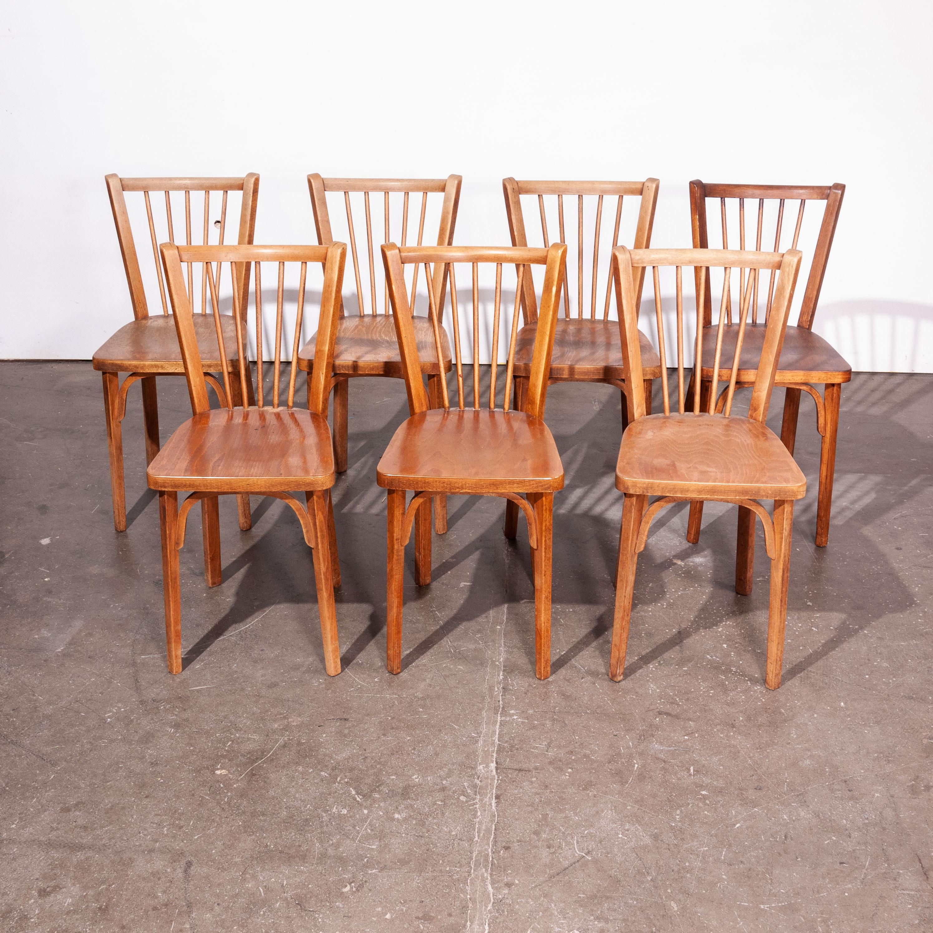 French 1950s Baumann Bistro Dining Chairs, Set Of Eight, Other Quantities Available