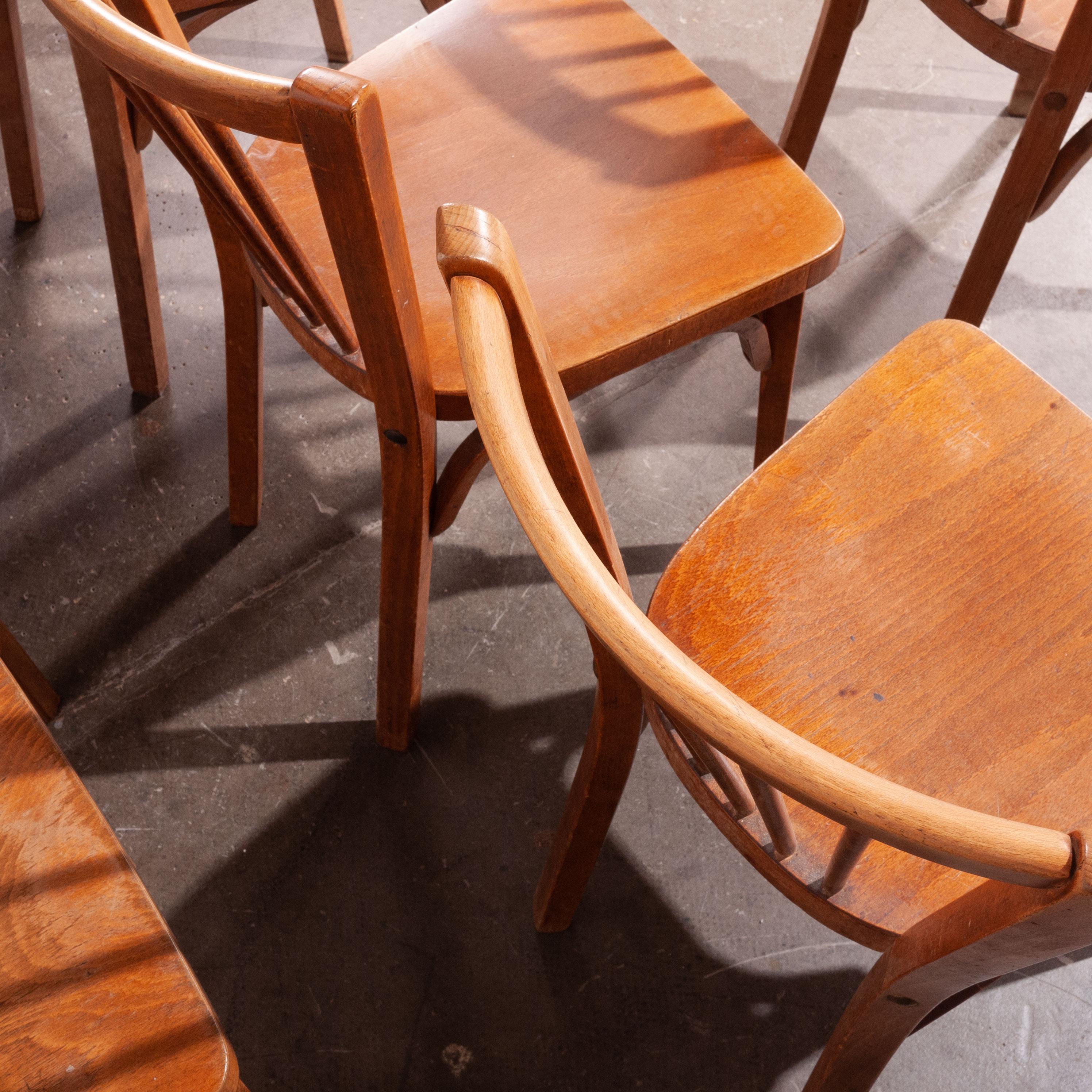 Wood 1950s Baumann Bistro Dining Chairs, Set Of Eight, Other Quantities Available