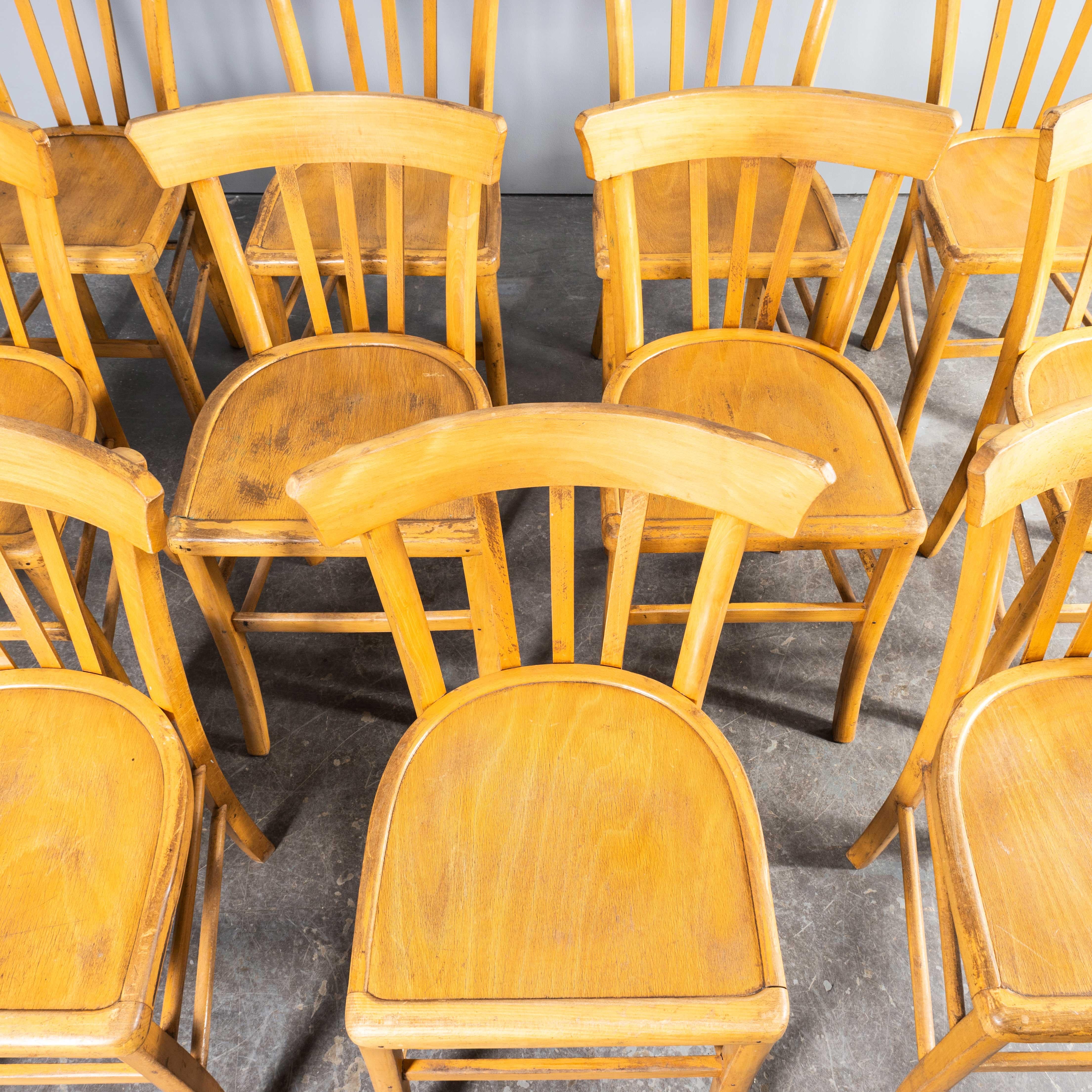 1950's Baumann Bleached Bentwood Tri Back Dining Chair - Set Of Eleven For Sale 1