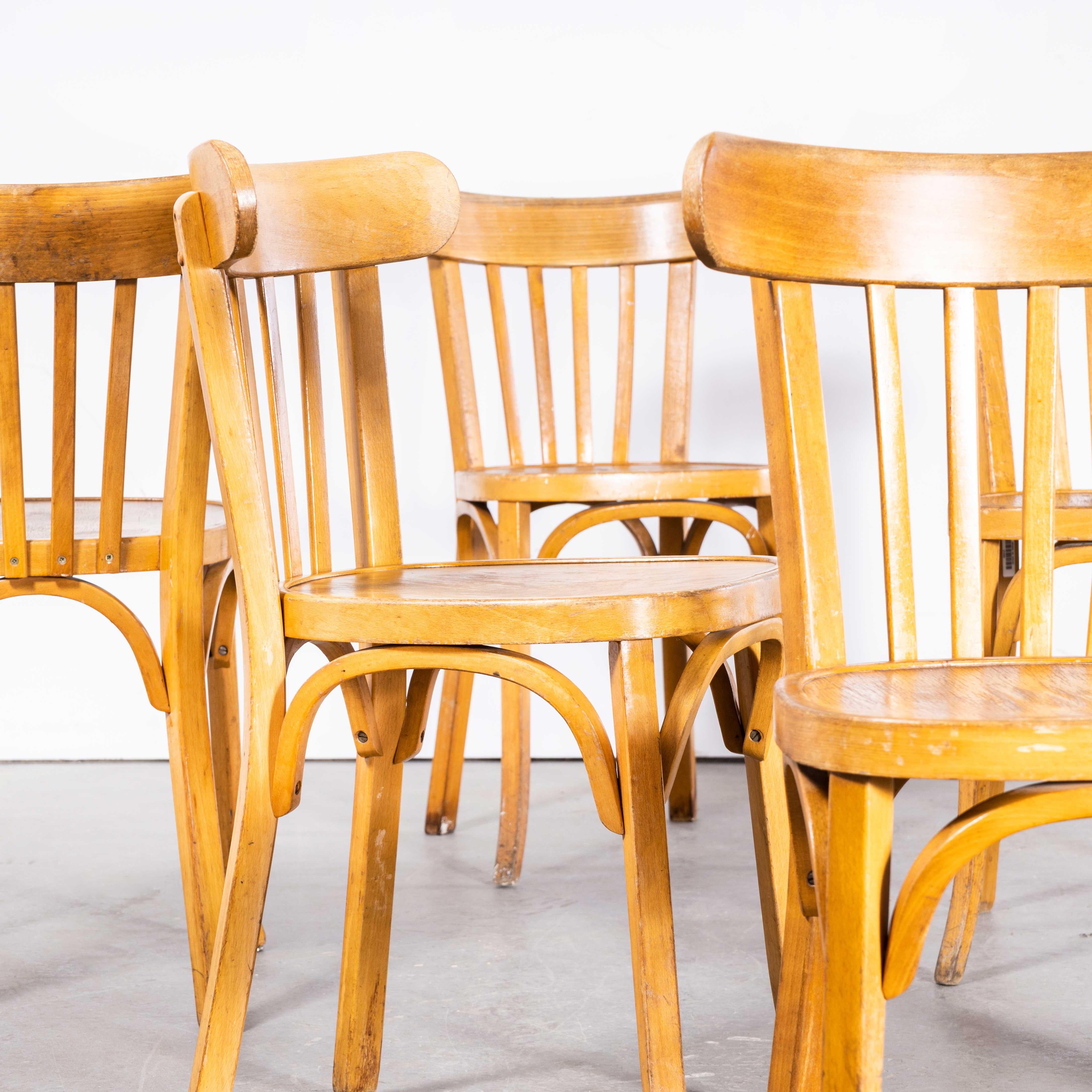 1950s Baumann Blonde Bentwood Café Dining Chair, Set of Seven For Sale 4