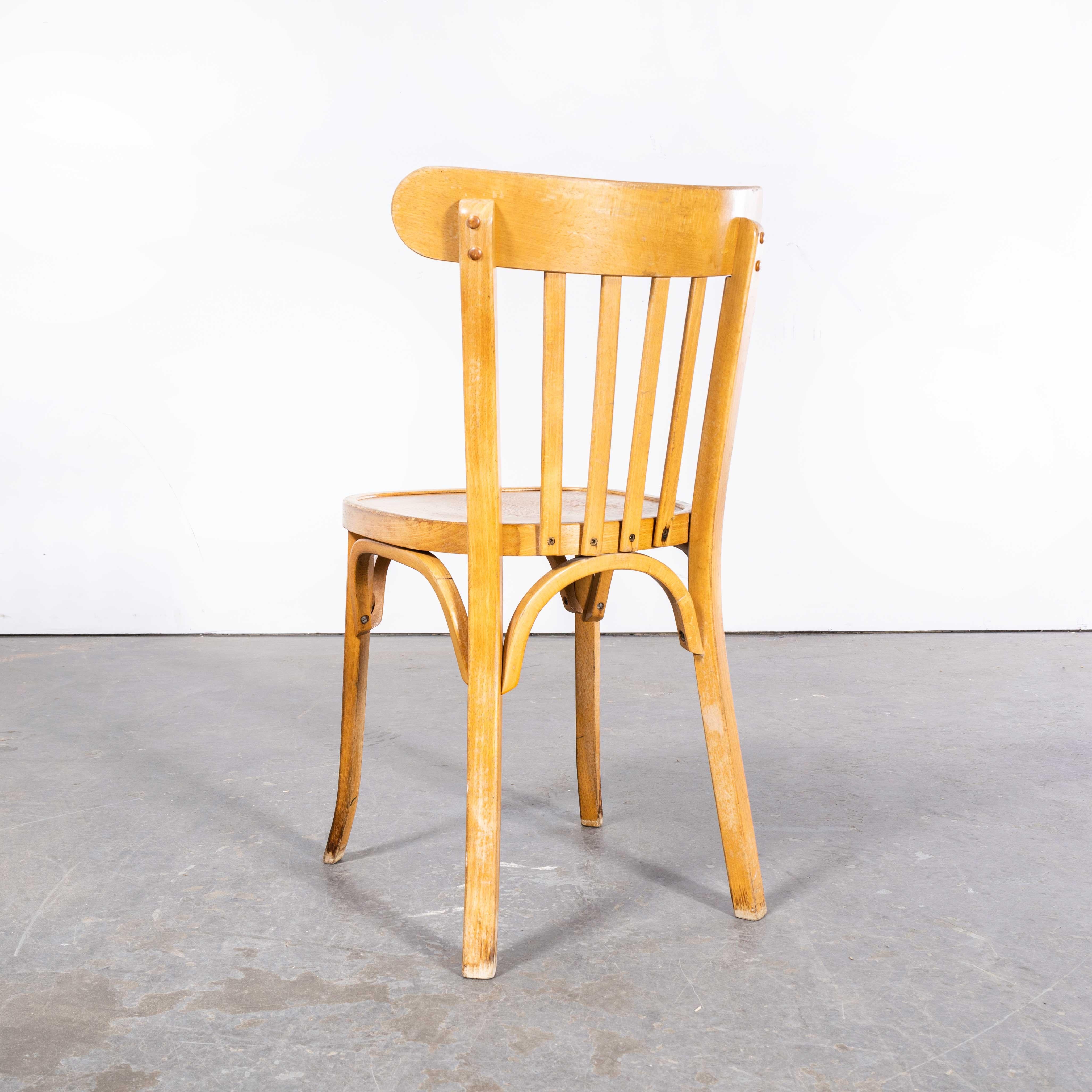 1950s Baumann Blonde Bentwood Café Dining Chair, Set of Seven For Sale 5