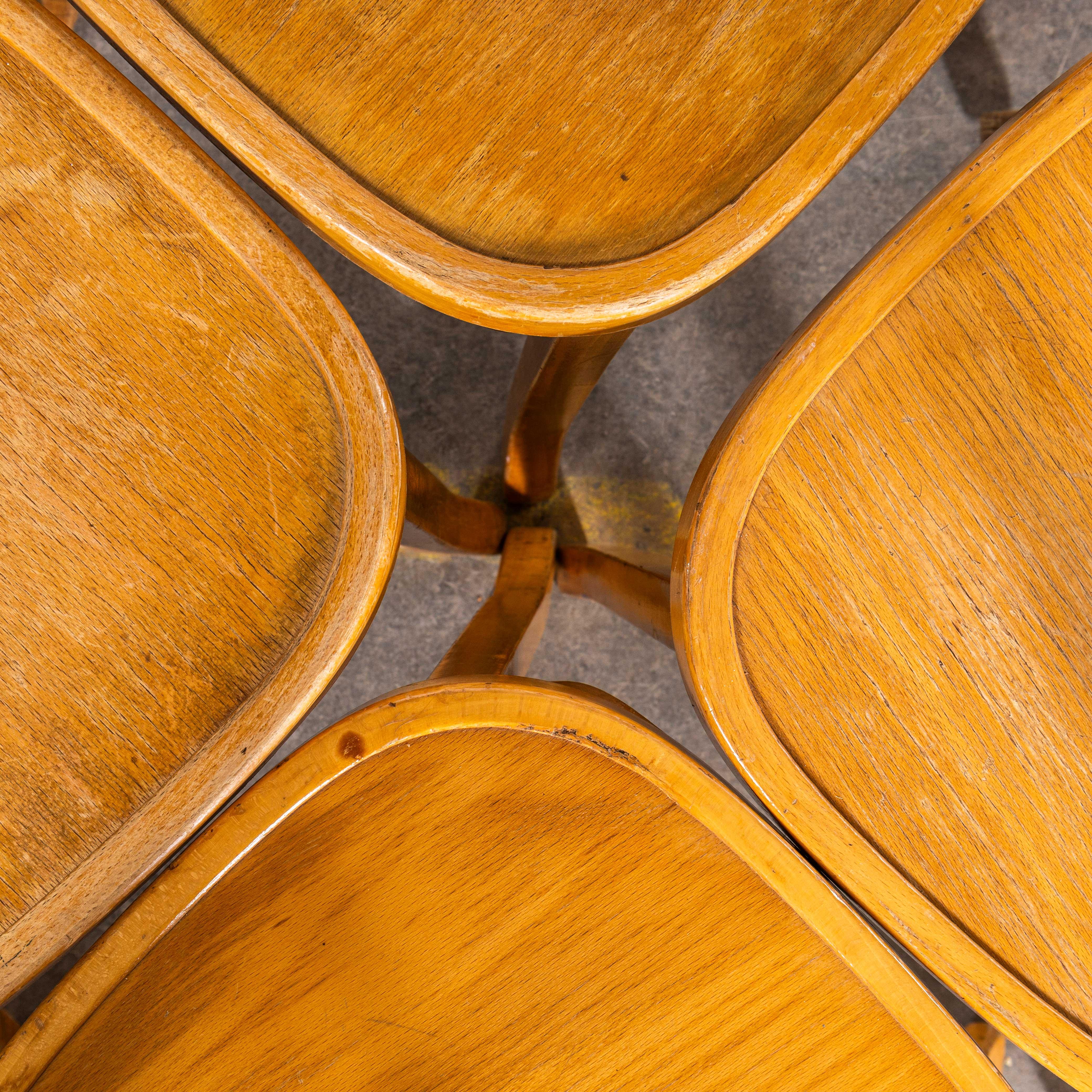 1950’s Baumann Blonde Oak Bentwood Dining Chair – Good Quantity Available im Angebot 1