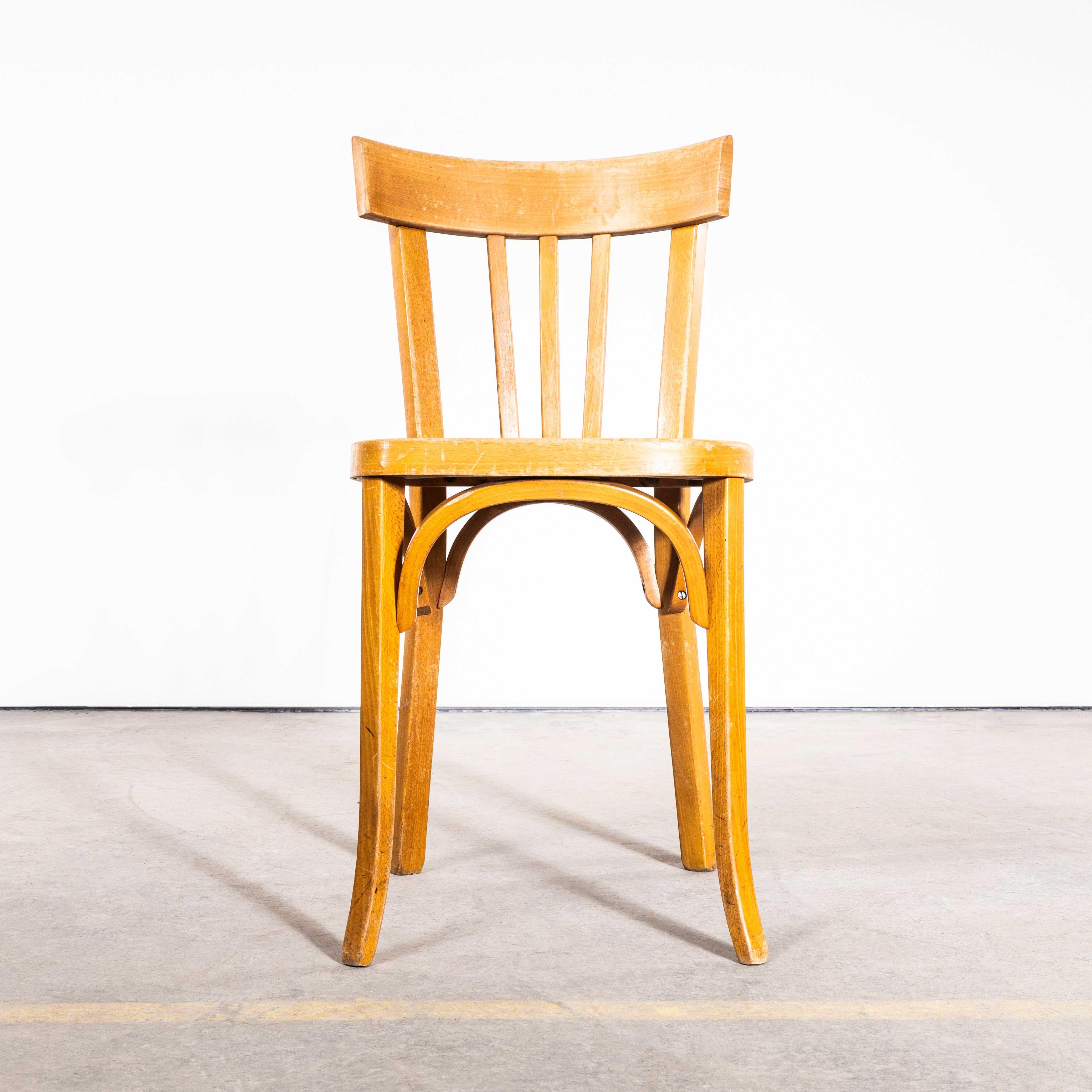 1950’s Baumann Blonde Oak Bentwood Dining Chair – Good Quantity Available im Angebot 2