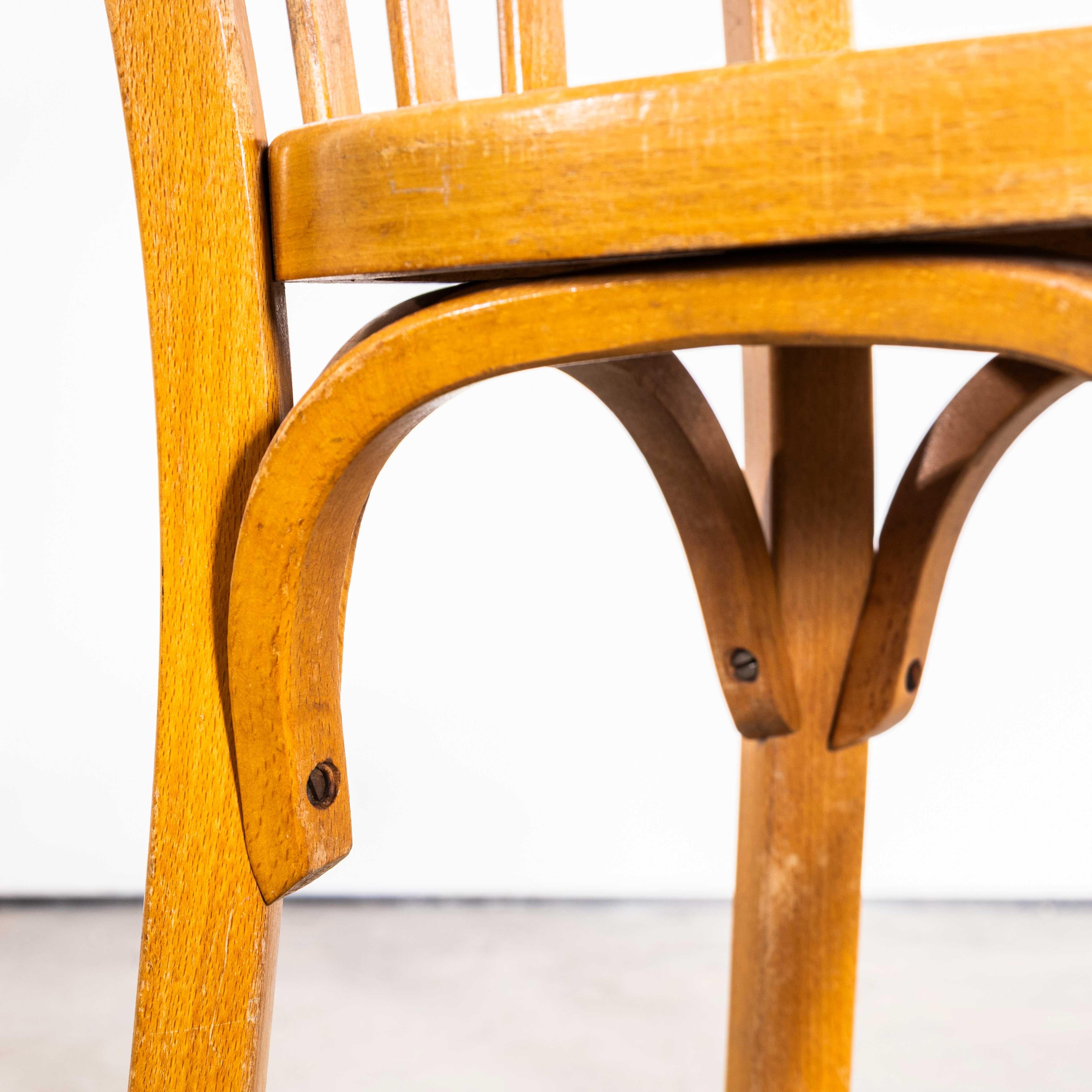 1950’s Baumann Blonde Oak Bentwood Dining Chair – Good Quantity Available im Angebot 3
