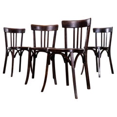 1950’s Baumann Dark Oak Tri Back Dining Chair – Set Of Four
