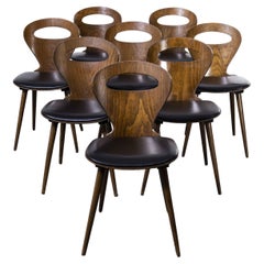 1950's Baumann Fourmi Dining Chair with Black Upholstered Seat, Set of Eight
