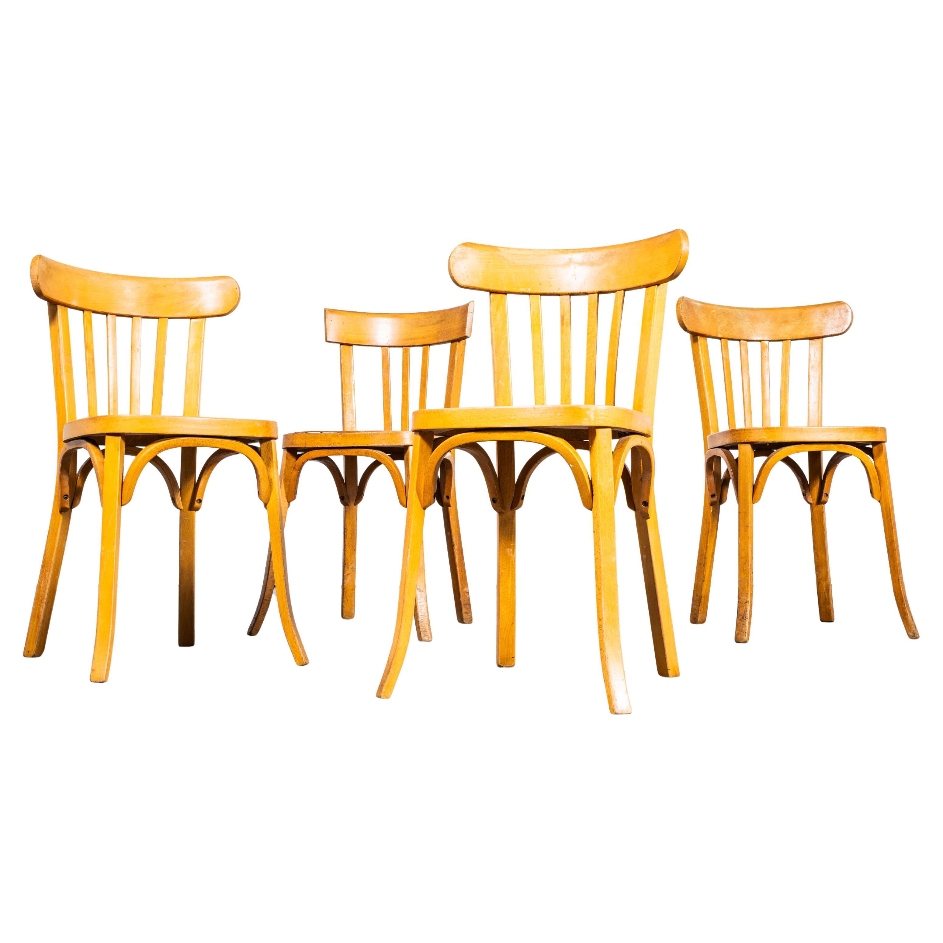 1950
s Baumann Honey Bentwood Café Dining Chair - Set Of Four
