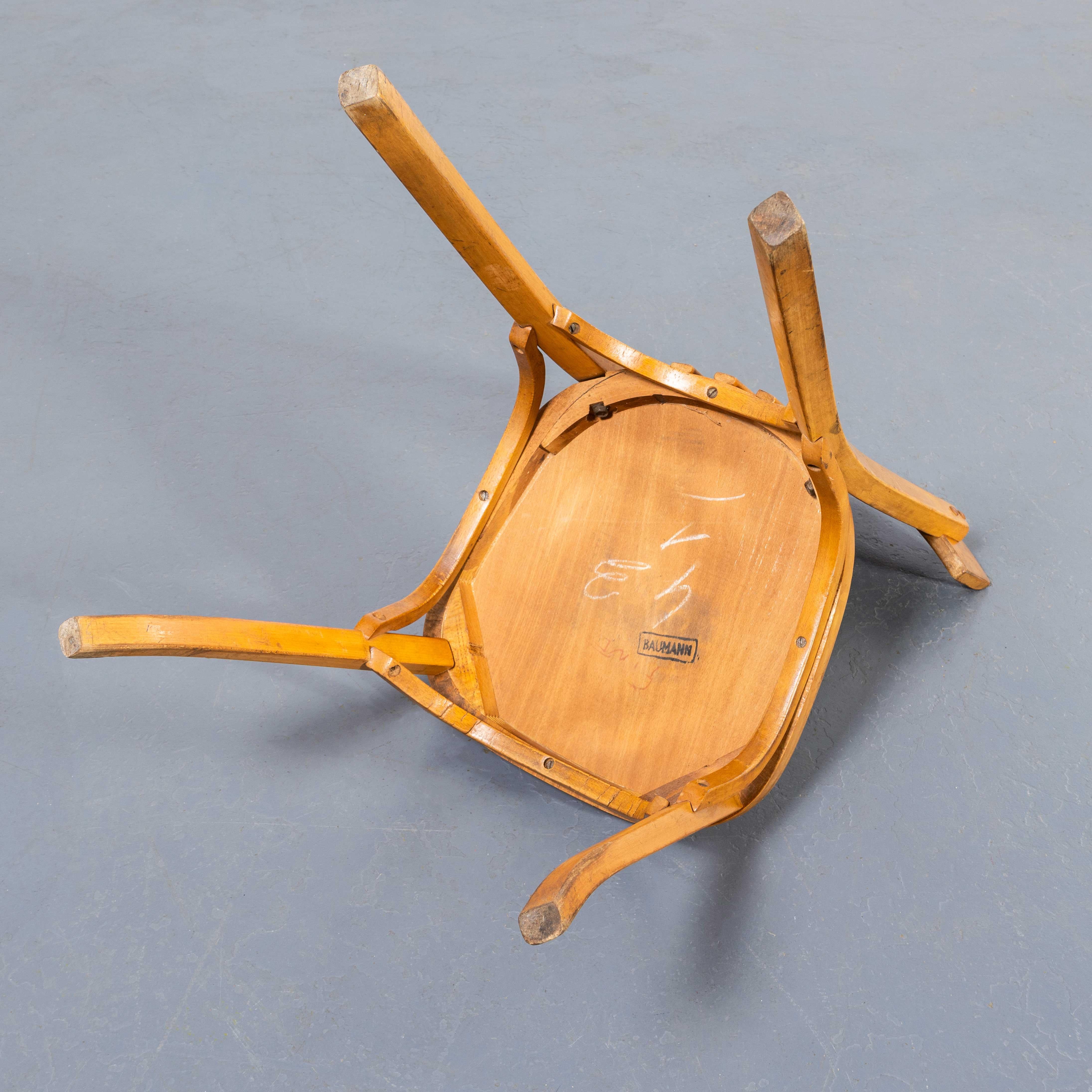 1950's Baumann Honey Bentwood Café Dining Chair - Set Of Six For Sale 6