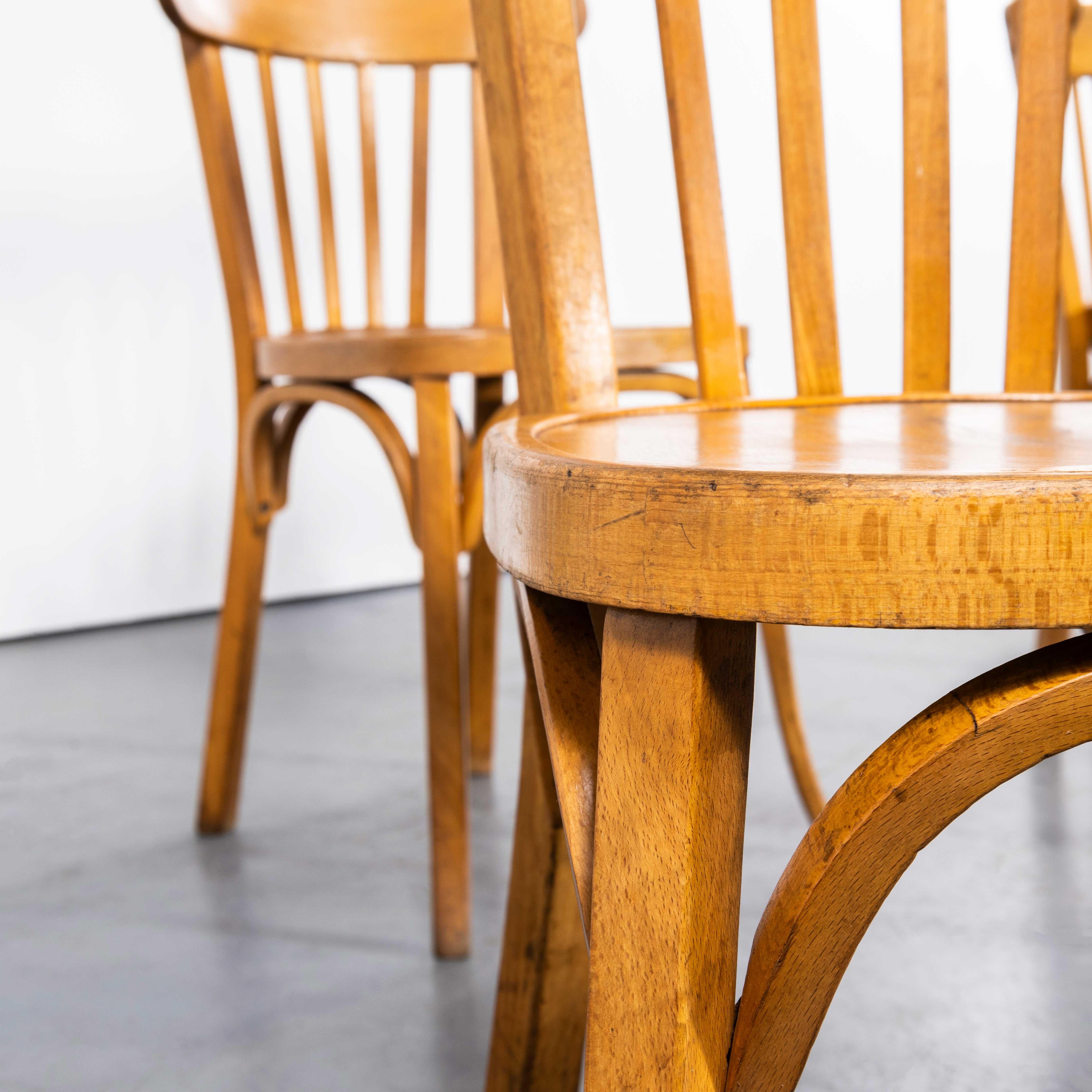 Mid-20th Century 1950's Baumann Honey Bentwood Café Dining Chair - Set Of Six For Sale