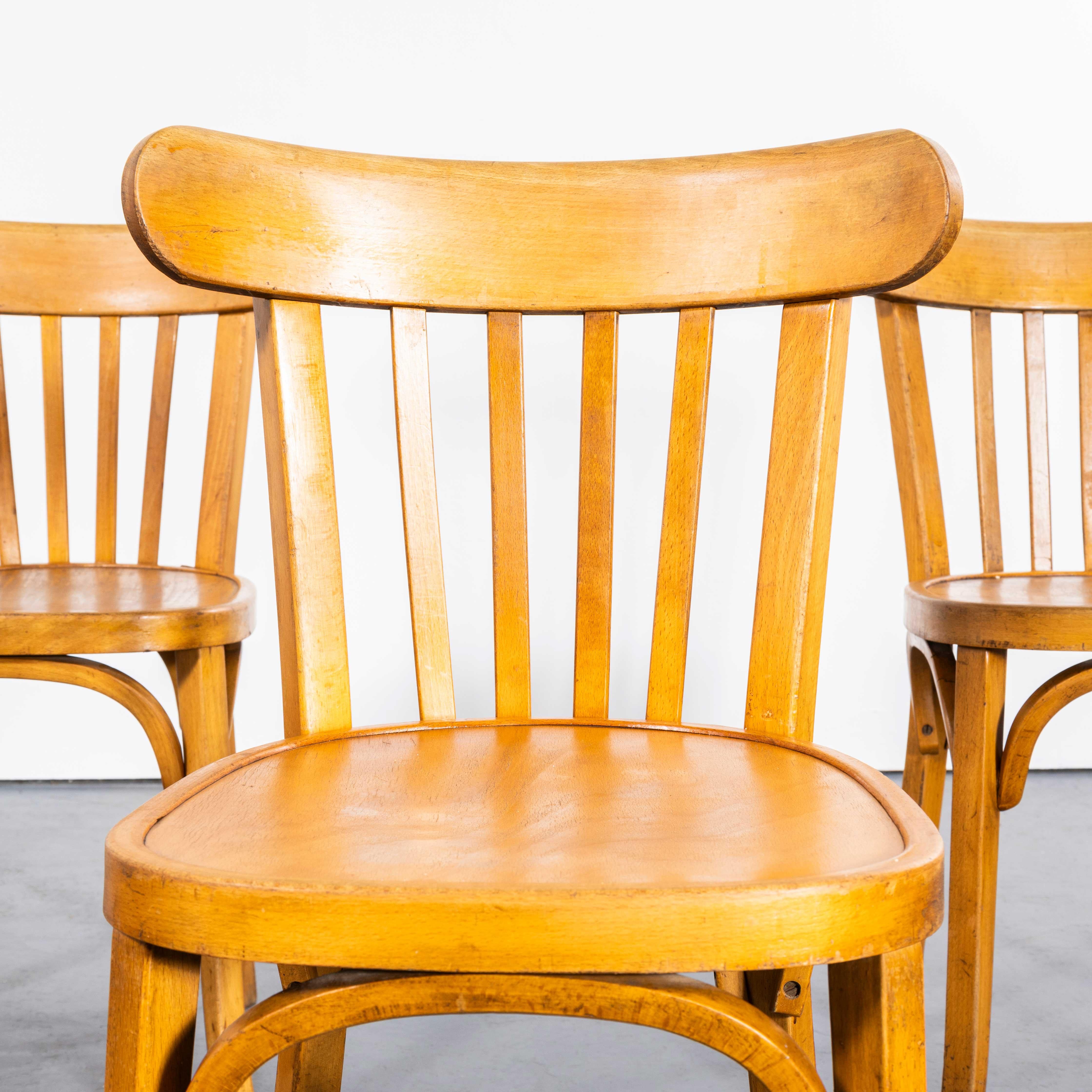 1950's Baumann Honey Bentwood Café Dining Chair - Set Of Six For Sale 1